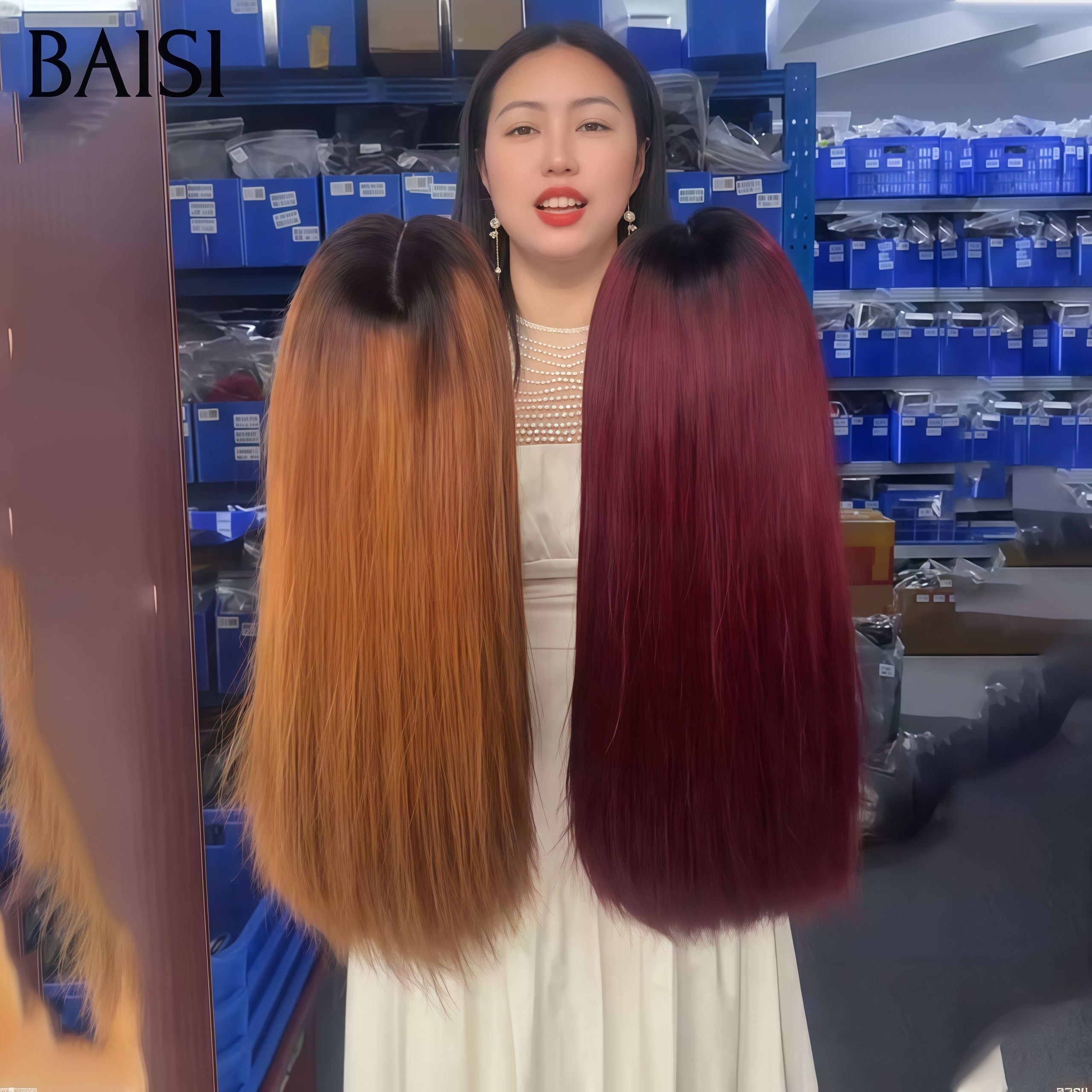 BAISI 2 pour 150€ Promo Black Friday 13x4 lace frontal bob lisse en 2 couleurs Bordeaux et Marron en 100% Cheveux Humains