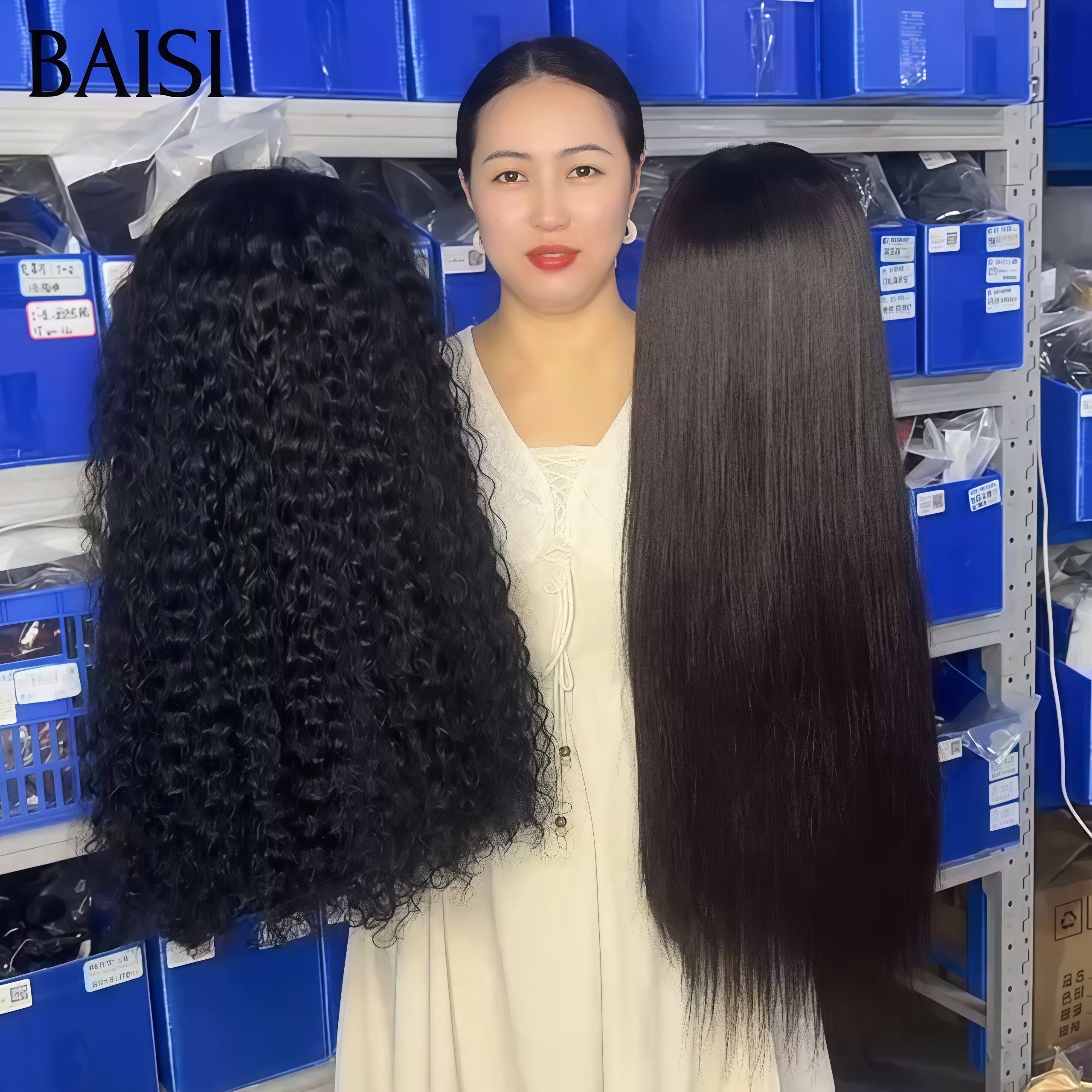 BAISI vente flash 2 Perruques 189 euro 4X4 lace curly et lisse 18 pouces ou 2 Perruques 249€ 26 Pouces 13X4 lace frontal curly wave et 4x4 lace closure Lisse en 100% vrais cheveux humains BS65