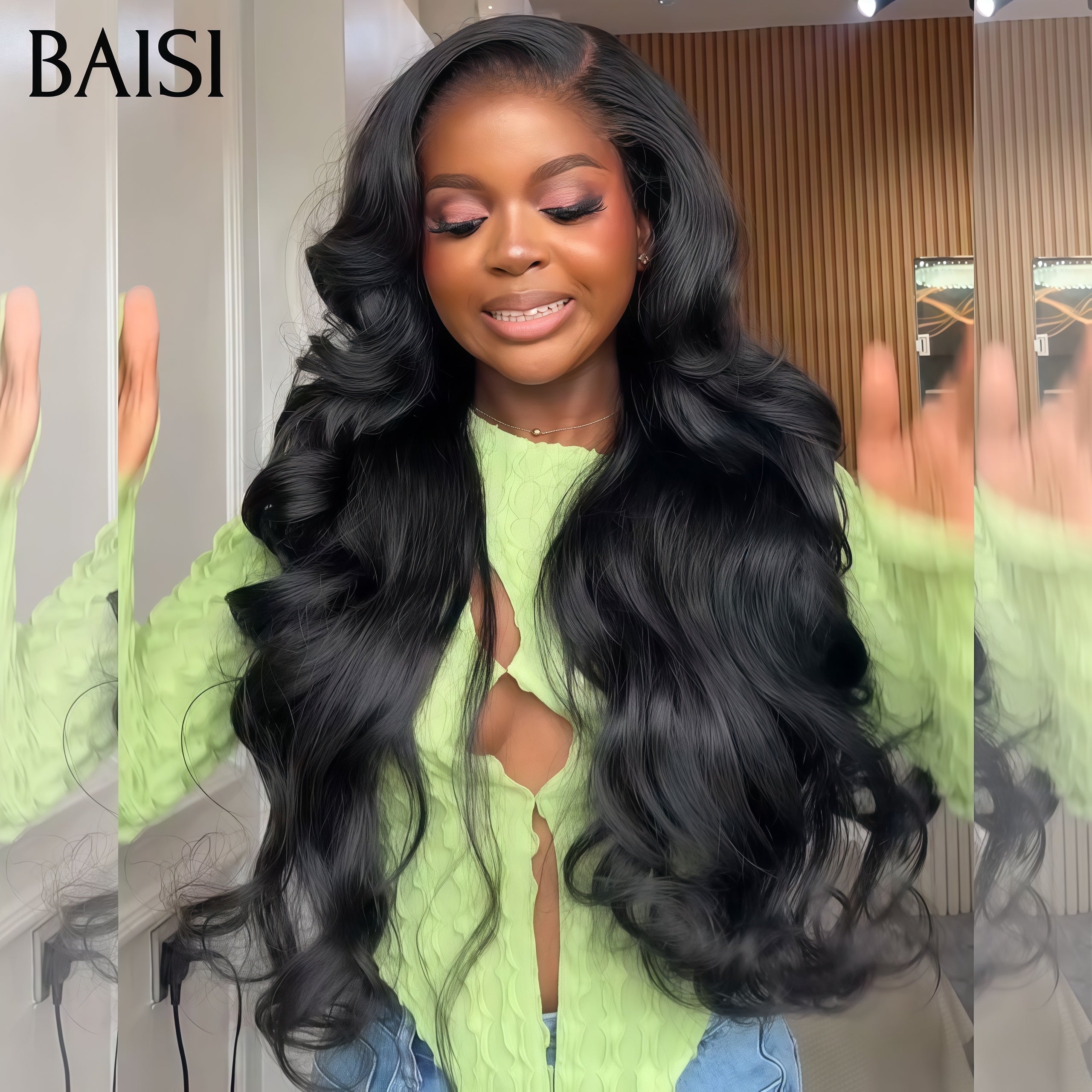 BAISI 13x4 Frontal Perruque Body Wave 28 Pouce 198€ + 1 Peigne Electrique gratuite En 100% Raw Hair