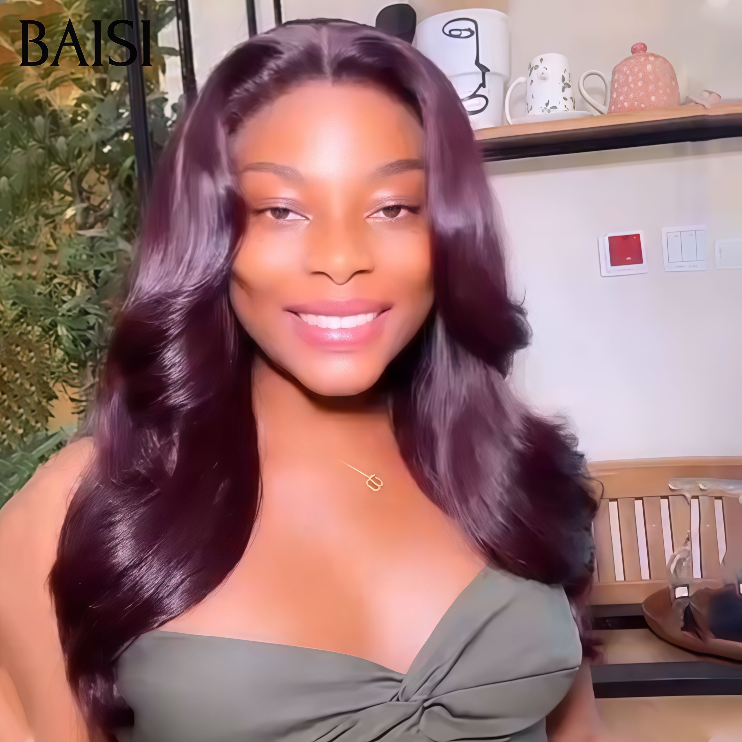 BAISI 4x4 Perruque Body Wave Bordeaux #1B99J 20 pouces 145€ Sans Colle Lace déjà couper Facile à Porter en 100% Cheveux Humains