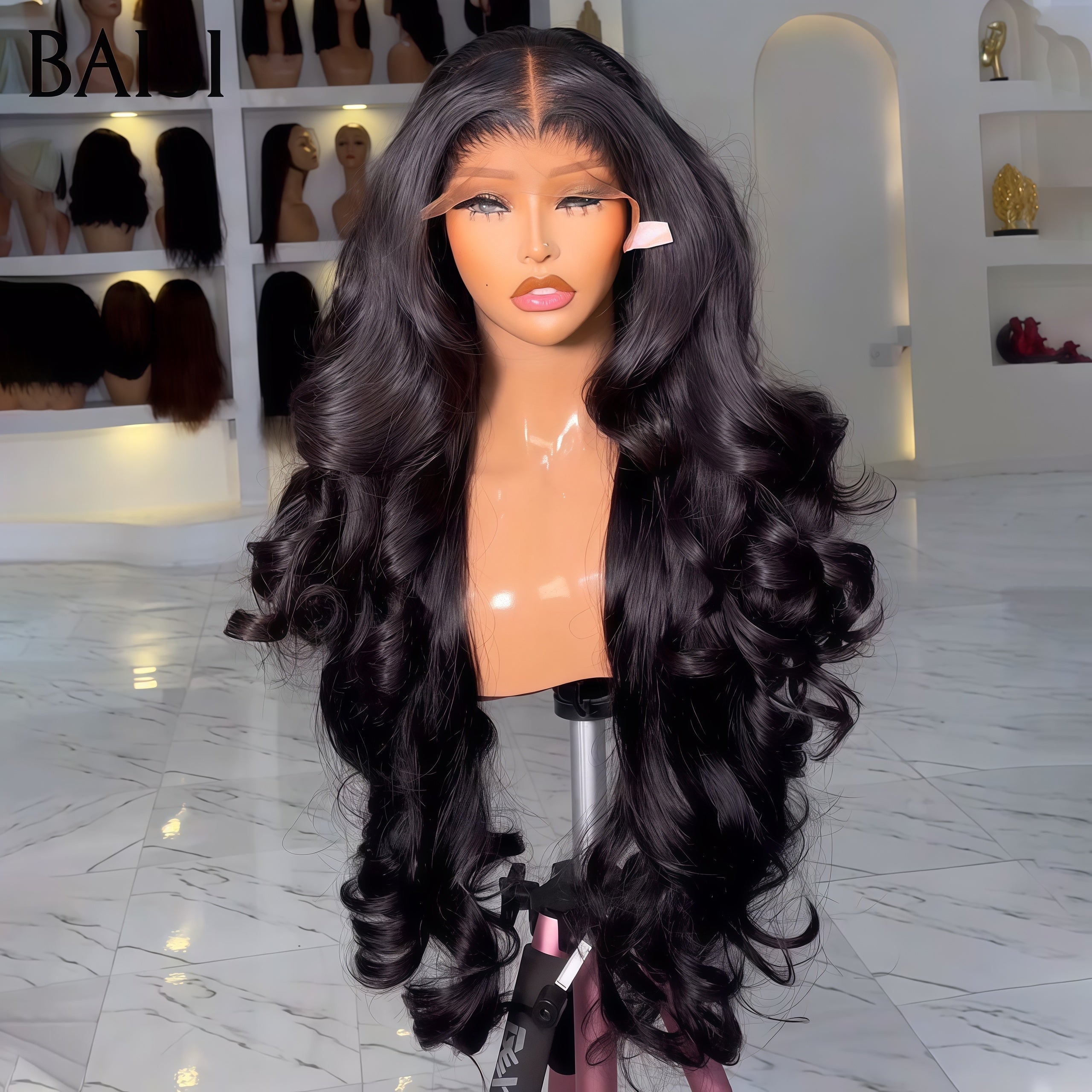 BAISI Achetez 2 perruques minimum au prix d'usine fournisseur Frontal Perruque Body Wave plus Deep Wave en Noir ou Marron en 100% Cheveux Humains