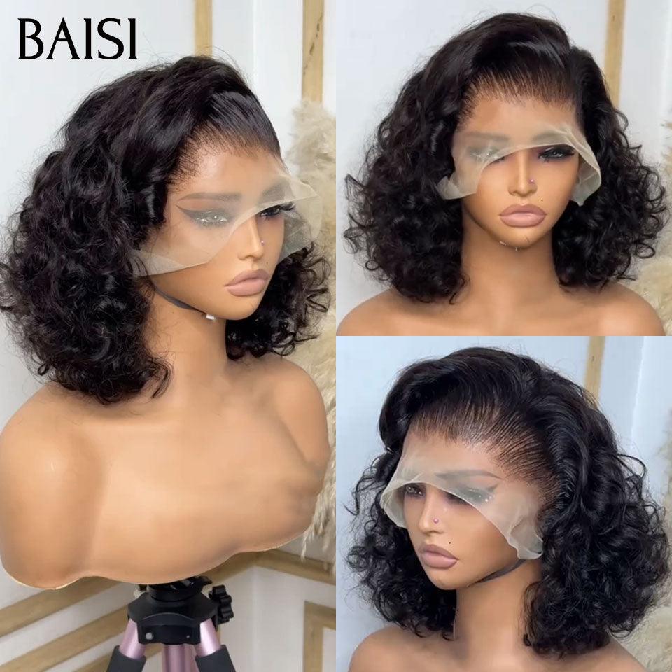 Peluca Frontal de encaje BAISI 13x4 onda profunda marrón claro en cabello humano 100% Real