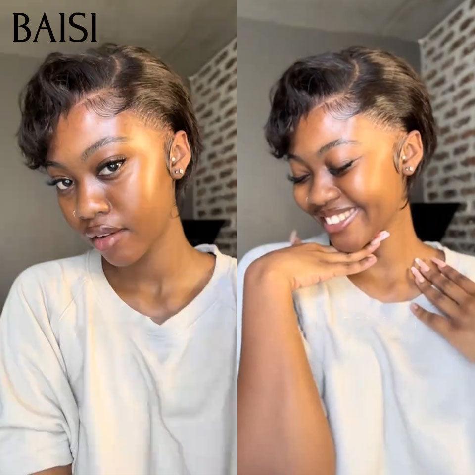 BAISI 13x4 lace frontal curly wave Bordeaux 59€ ou Prix en Gros 65€ Perruque Pixie Afro Curl 13x4 en 100% cheveux humains F-905 ou pixie finger wave 69€ MP50