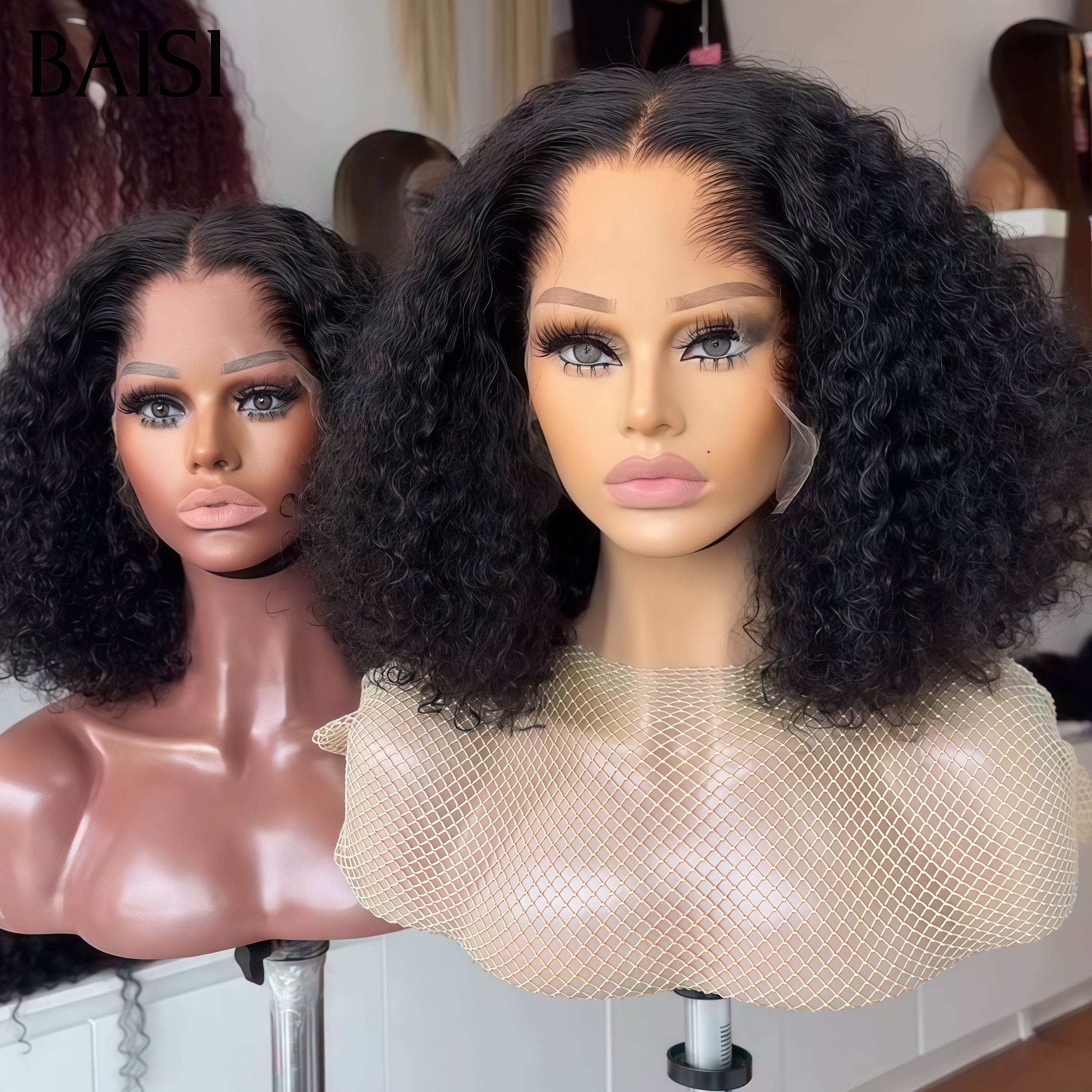 Peluca Frontal de encaje BAISI 13x4 onda profunda marrón claro en cabello humano 100% Real