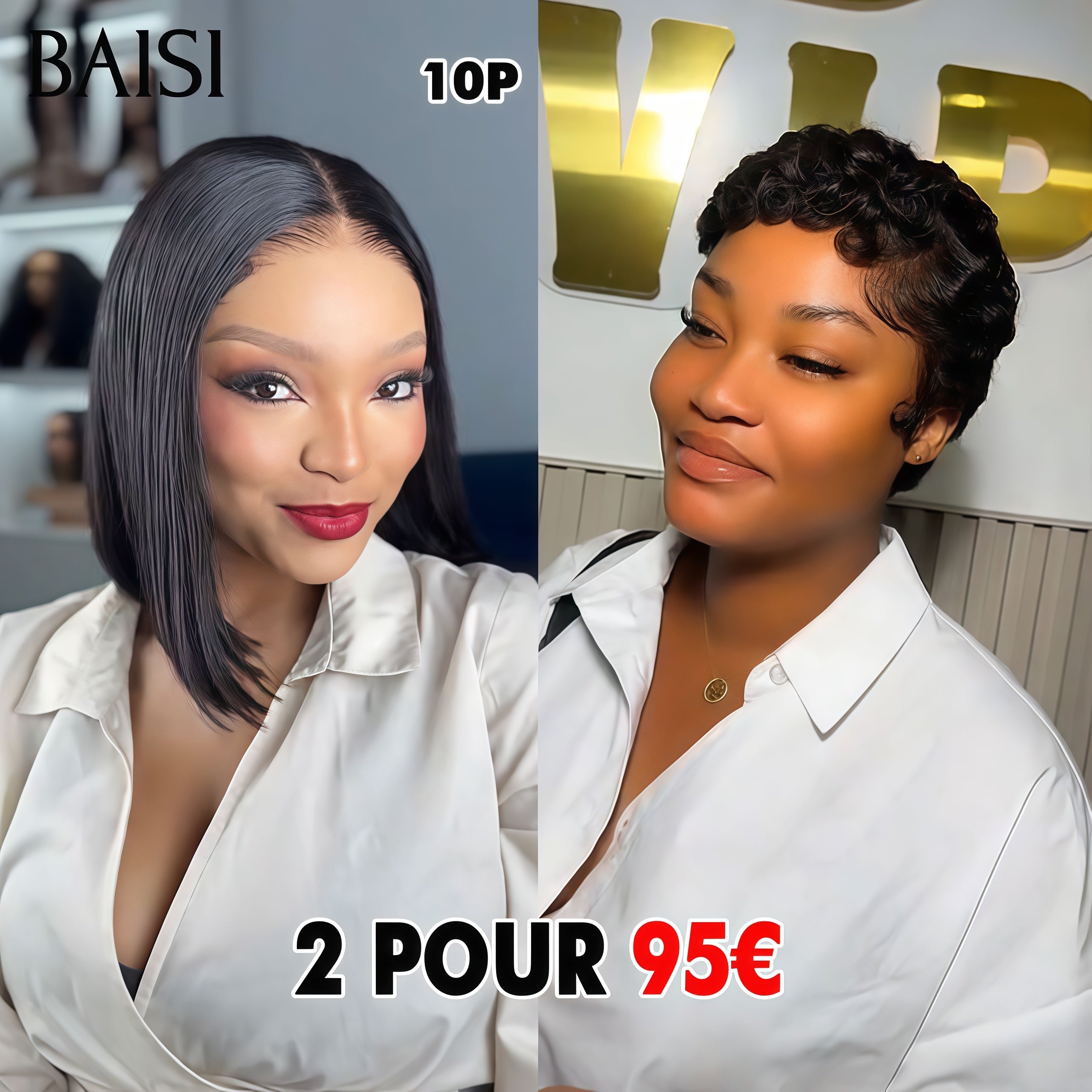 BAISI Set di 2 parrucche lisci 4X4 1B30#27# 10 pollici e pizzo HD 6X6 22 pollici in capelli umani veri al 100% 330 euro (non è necessario alcun codice)