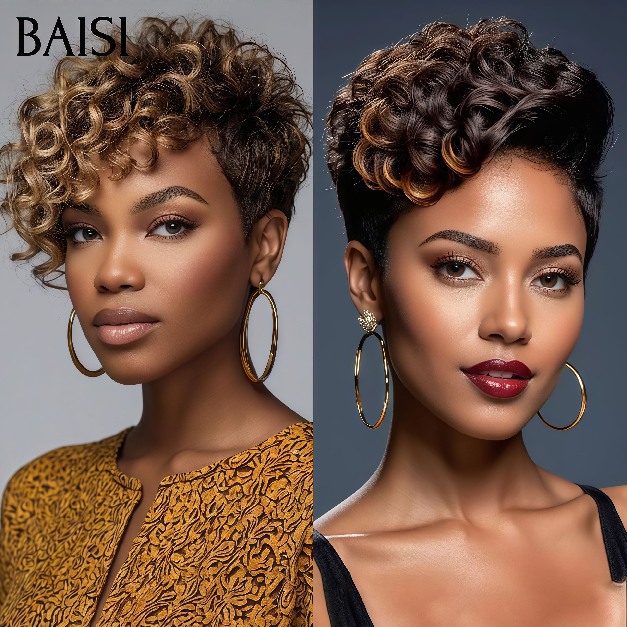 BAISI PROMO 2 Perruques 119€ Bas Prix pixie sans lace Naturelle wave en 100% cheveux humains