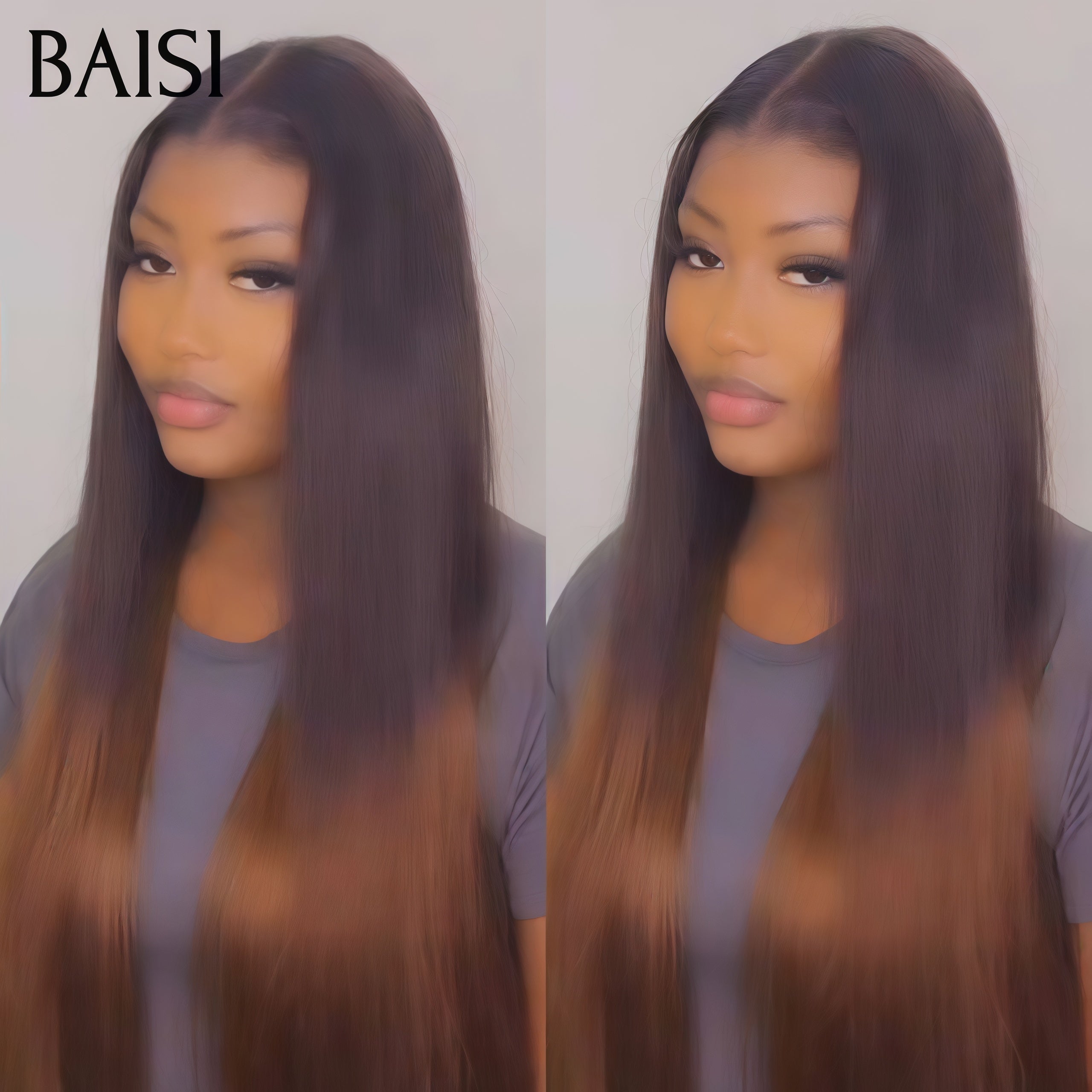 BAISI 13x4 Lace Frontal Perruque lisse en couleur brun 20 pouce 100€ PROMO Le plus BAS PRIX En 100% Cheveux Humains