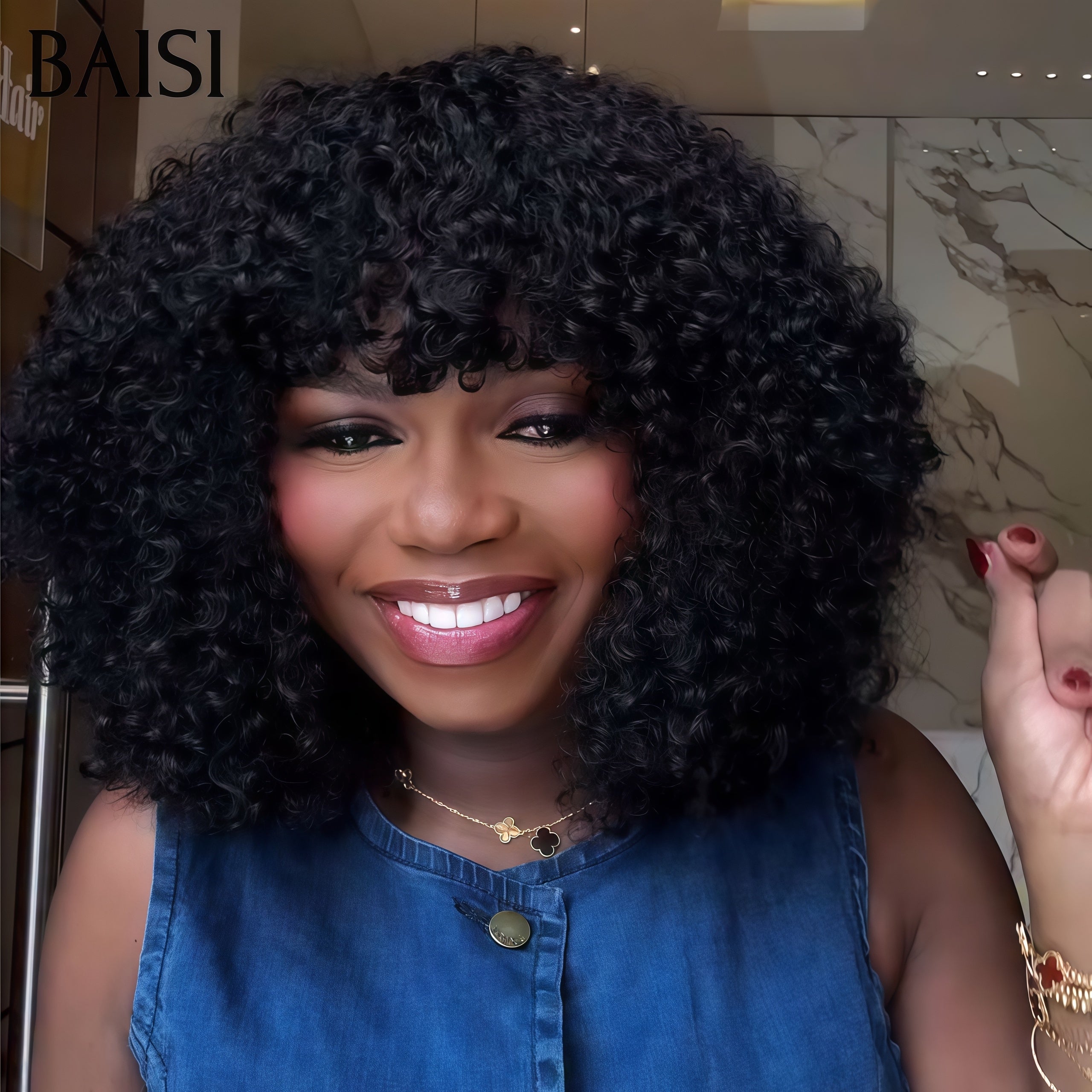 BAISI Kaufen 5 Stück FACTORY PRICE CHINESE CUT BLACK MIX BLONDE LACELESS SMOOTH BOB PERÜCKE MIT FRANSEN #1BMIX#613 (Kein Code erforderlich)