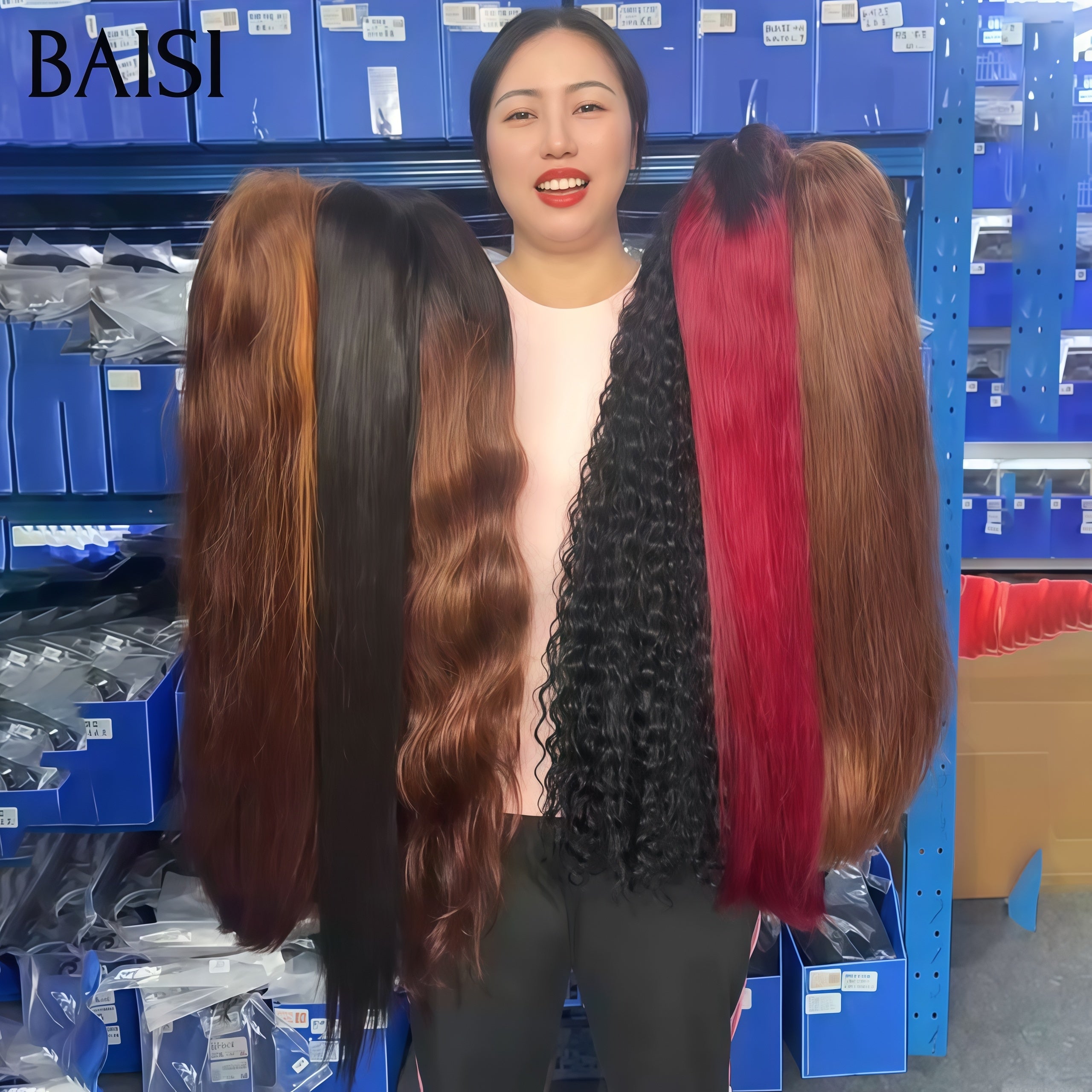 BAISI Perruque pour revendre 6 perruques 450€ 13x4 lace frontal deep wave et Lisse et Bodywave 20 Pouces 6 couleurs en 100% Cheveux Humains