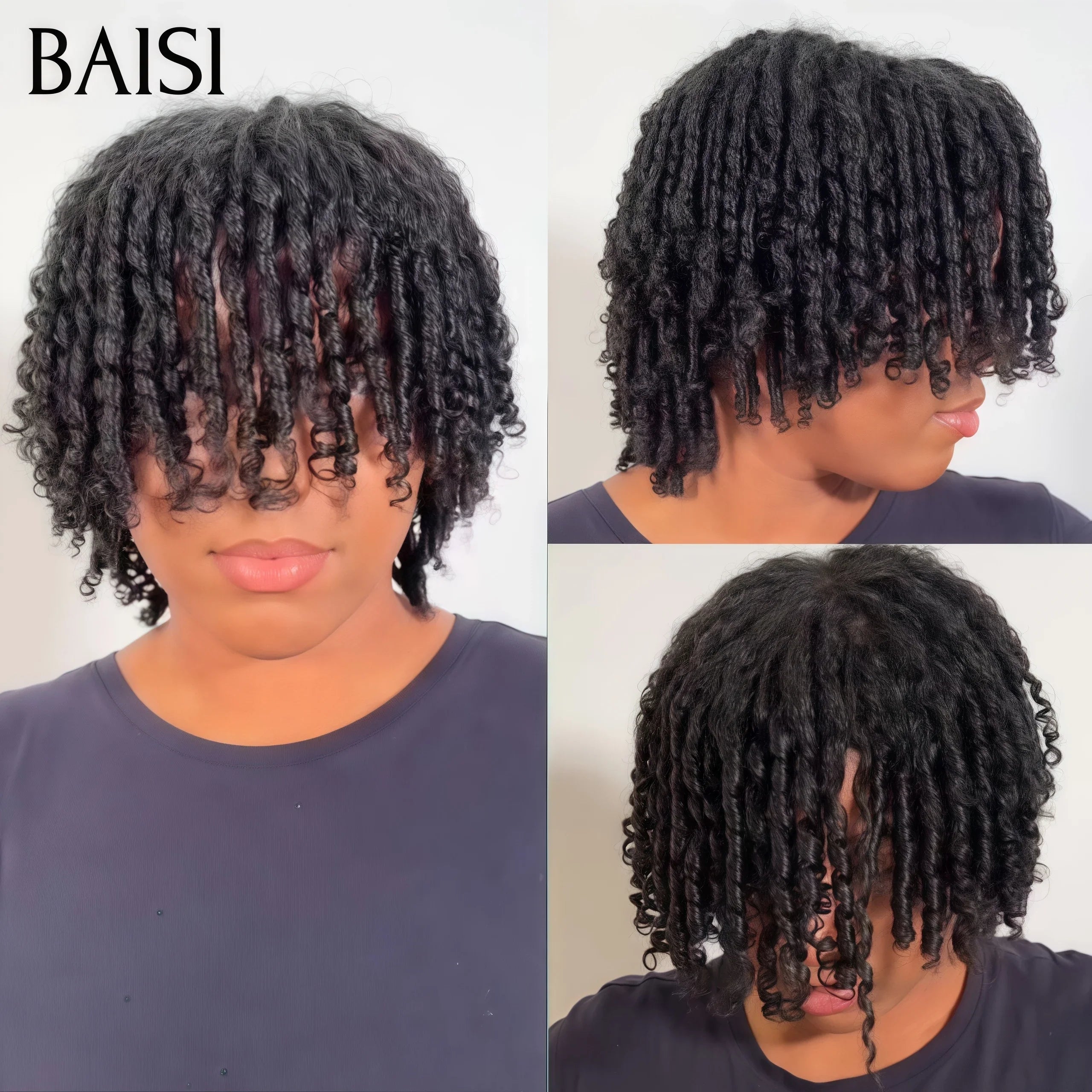BAISI Afro-Lockenperücke mit Pony in Schwarz 100% Echthaar Kaufen Sie 5 Stück, Neupreis