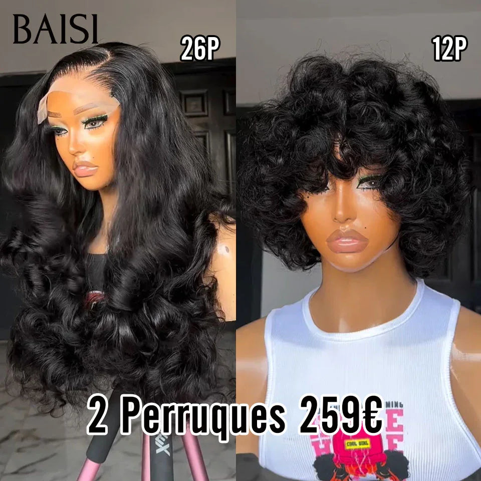 BAISI 2 Pelucas SIN pegamento Cuerpo ondulado y ondulado rizado para revender 275€ 18 pulgadas en cabello humano 100% real VIP100