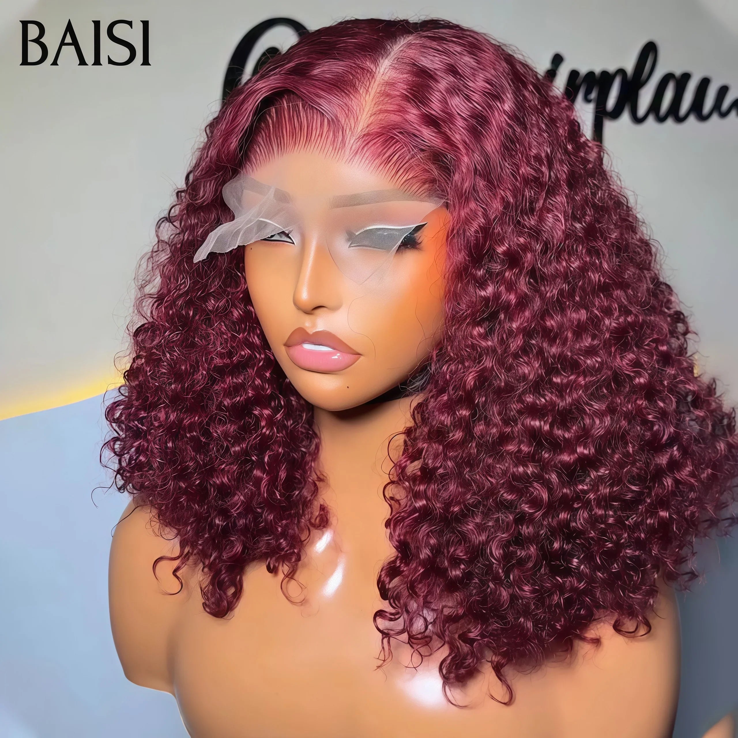 BAISI Promo bordeaux water wave 99€ Lot de 2 perruques 149€ 4X4 lace Marron Lisse et 99J# curly wave en 100% cheveux humains à moitié prix MP50