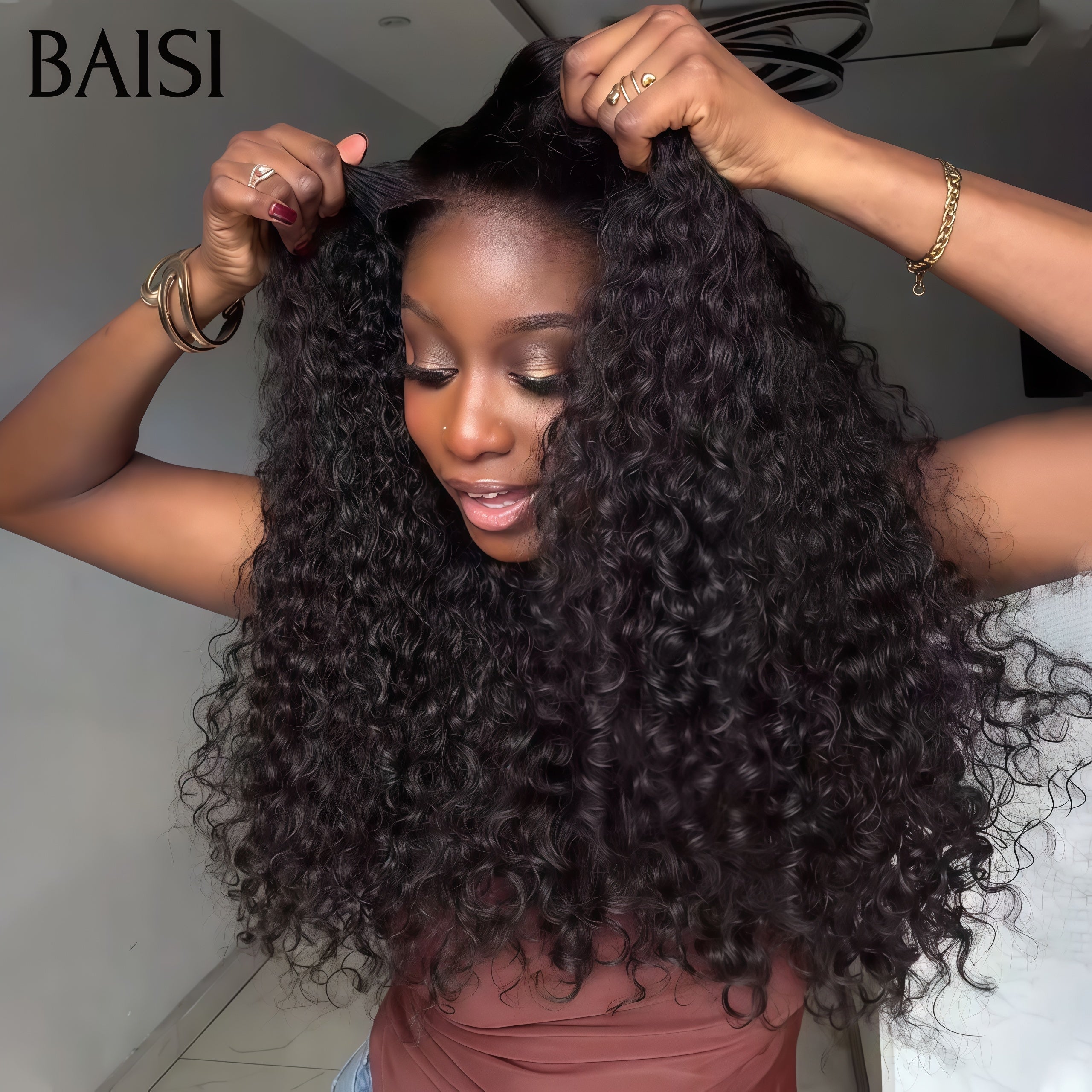Parrucca frontale in pizzo BAISI 13x4 Onda sciolta Mix di capelli umani al 100% 2 parrucche Ottieni un prezzo basso (nessun codice necessario)