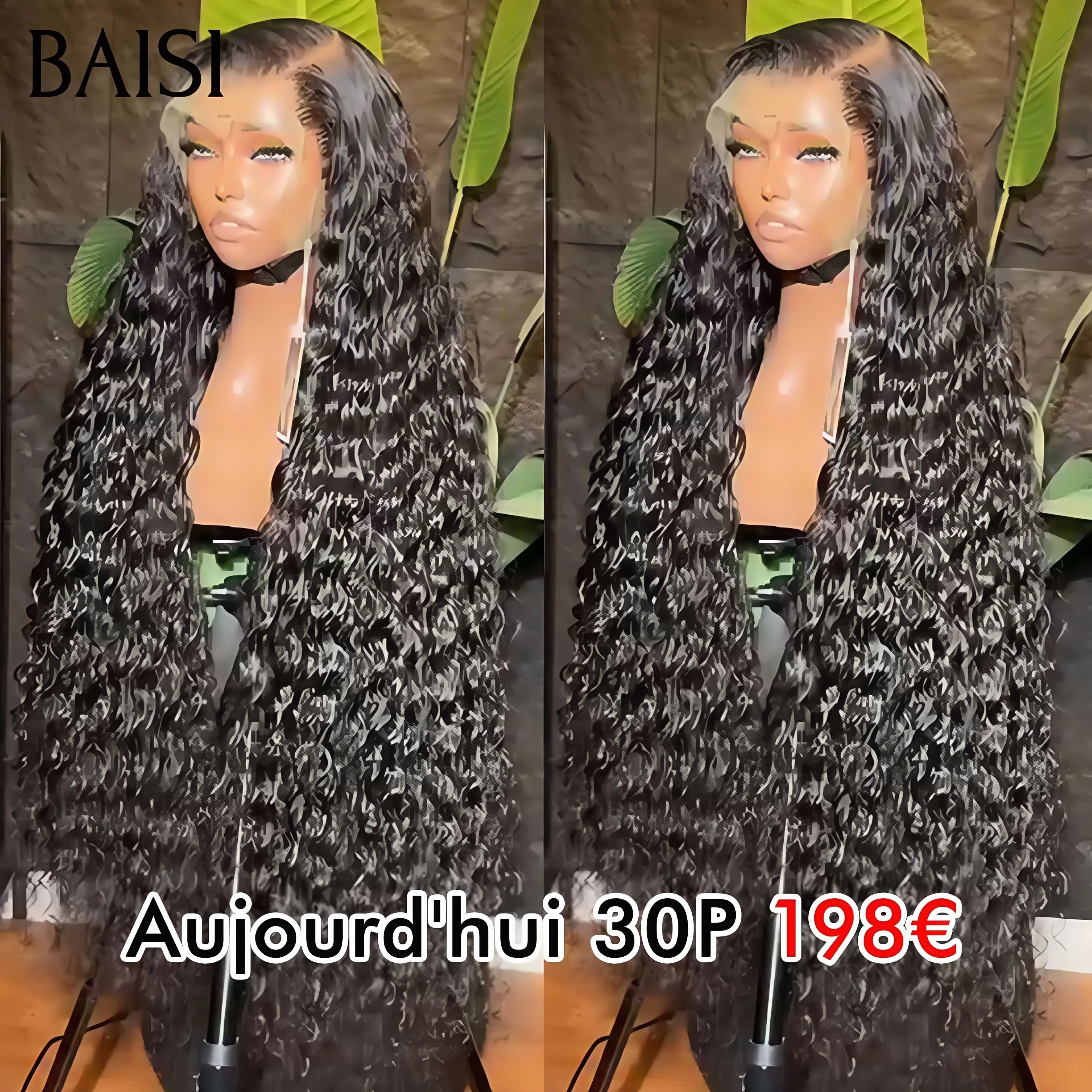 Pelucas BAISI de lujo con ondas de huevo con flequillo hechas con cabello doble dibujado con raya media Natural 300% de densidad