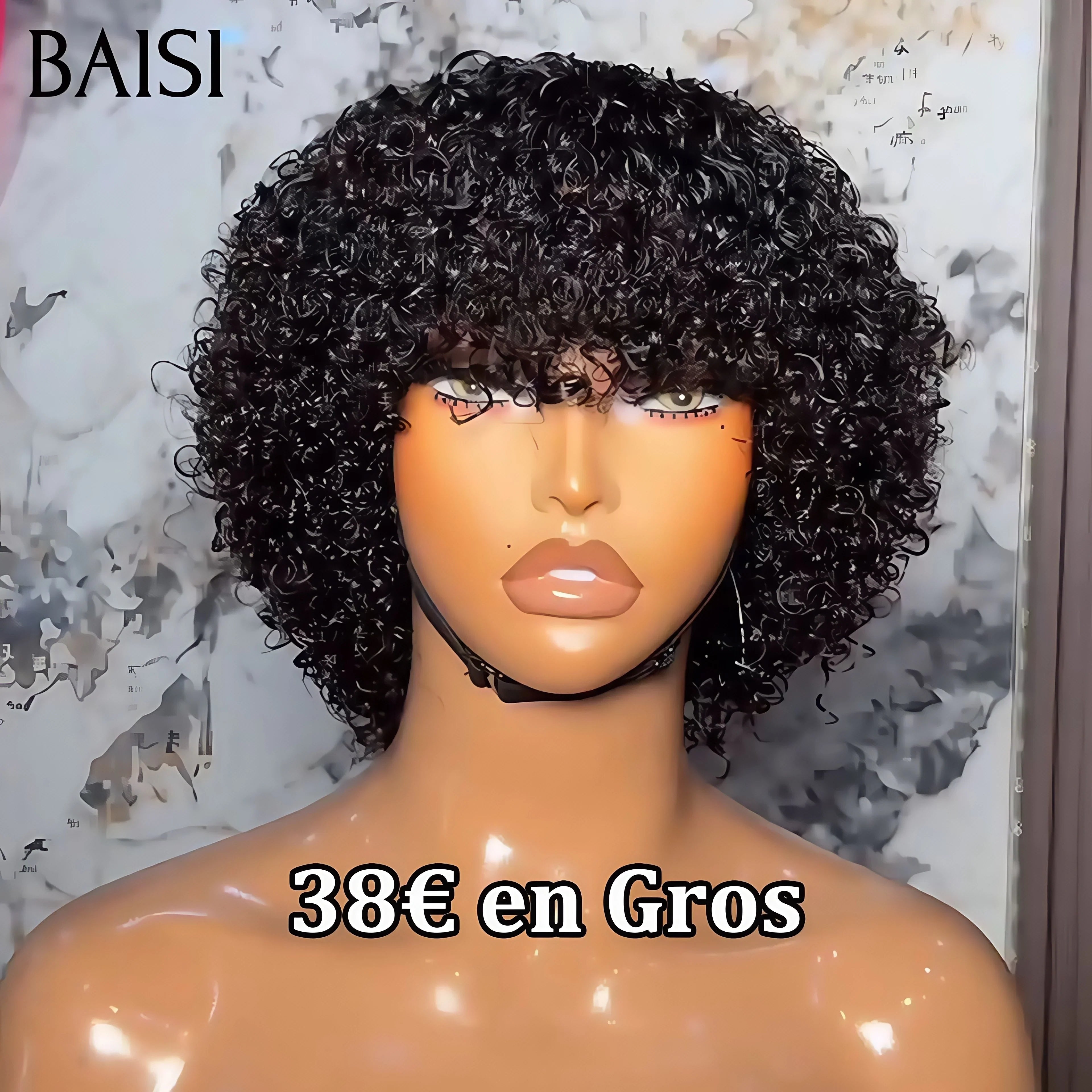 BAISI Achetez 2 perruques minimum au prix d'usine fournisseur en France TVA 0€ 48H arrivé petite coupe fabriqué à la machine (Pas Besoin de Code)