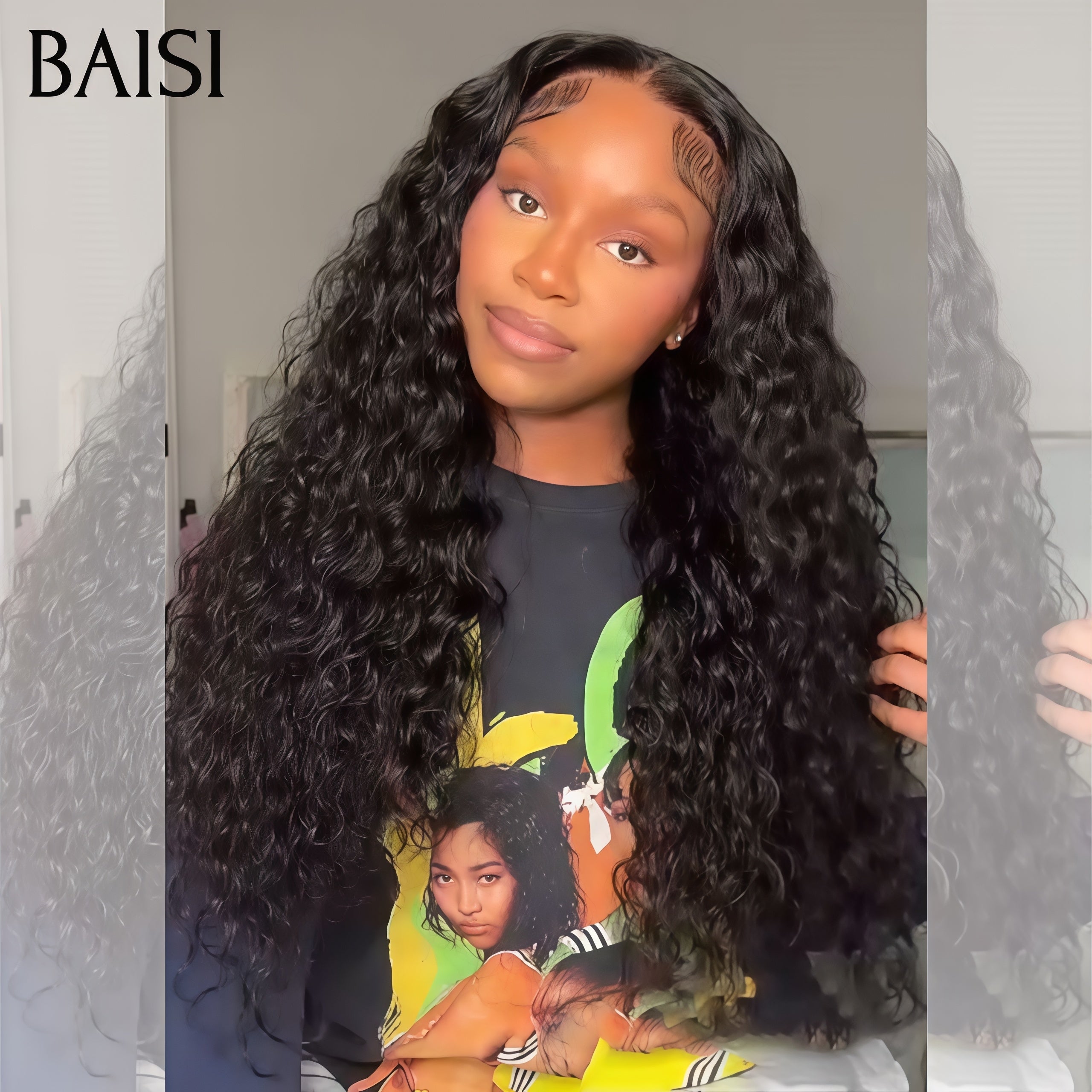 BAISI 13x4 lace Frontal Perruque Deep Wave En Haut De Gamme 22 Pouces 139€ En 100% Raw Hair