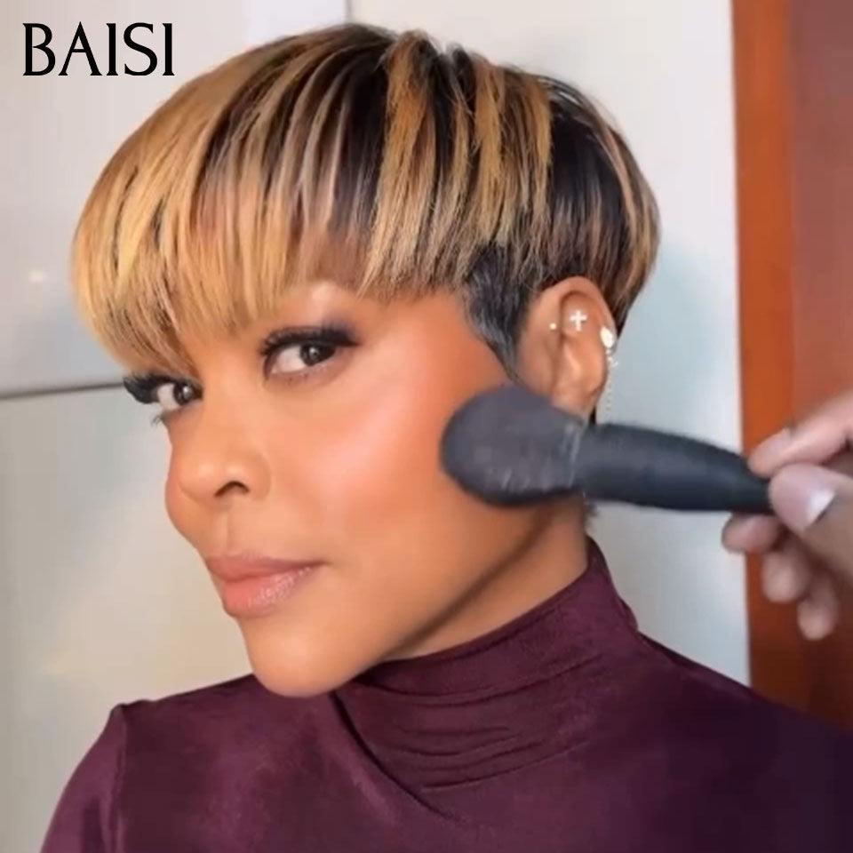 BAISI 13x4 Lace Frontal Pixie Finger Wave Perücke kleiner Schnitt 6 Zoll 79 € In 100 % Echthaar B FR20