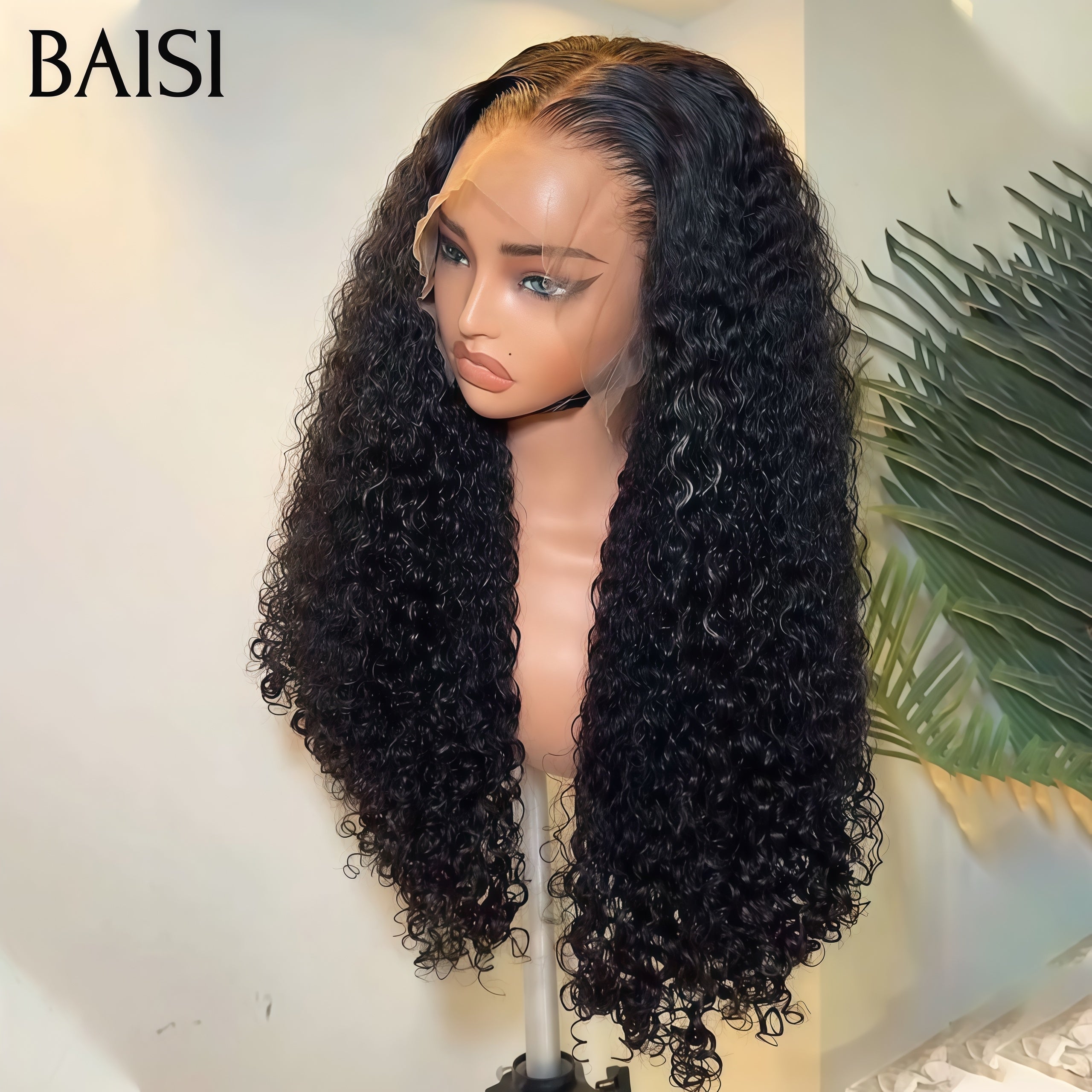 BAISI Natural Wig With Lace Frontal Kinky Curly Made Of 100% Human Hair