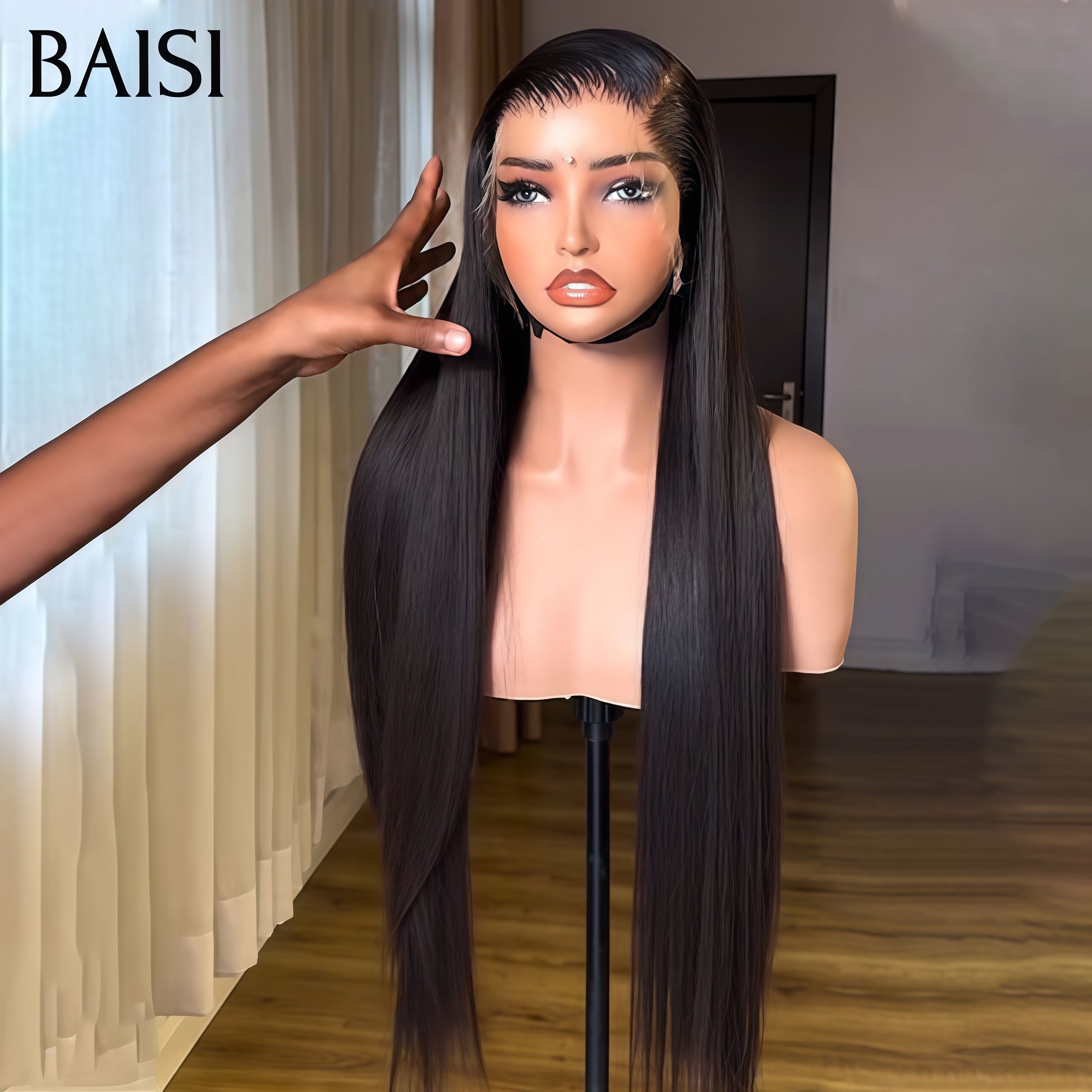BAISI HAIR FR 13X4 frontal perruque lisse en grande promotion plus la peigne chauffante et brosse gratuite