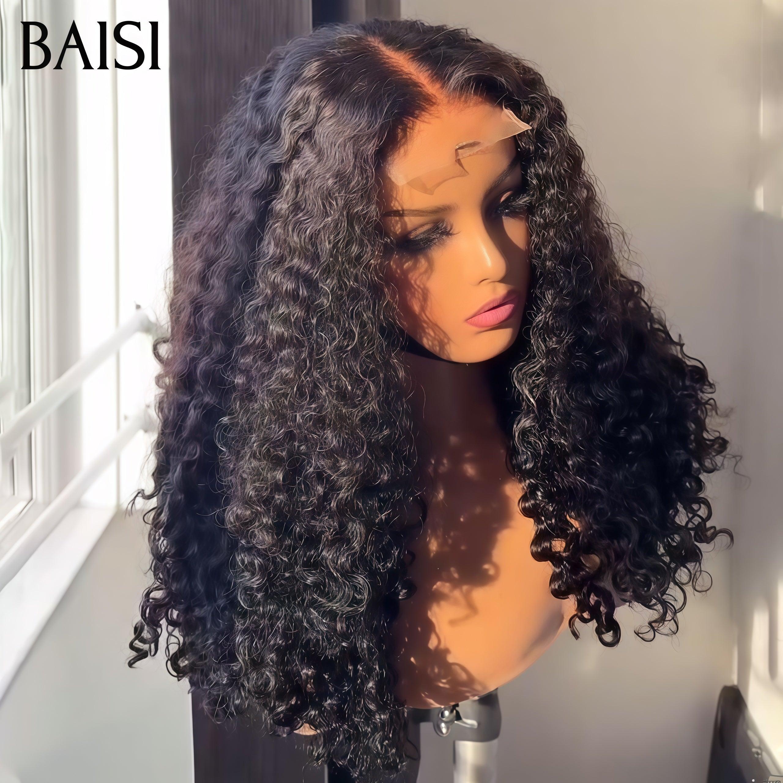 BAISI Grande SOLDES 4X4 Closure lace Perruque Naturelle water wave Volume de 300% Densité en 100% Cheveux humains