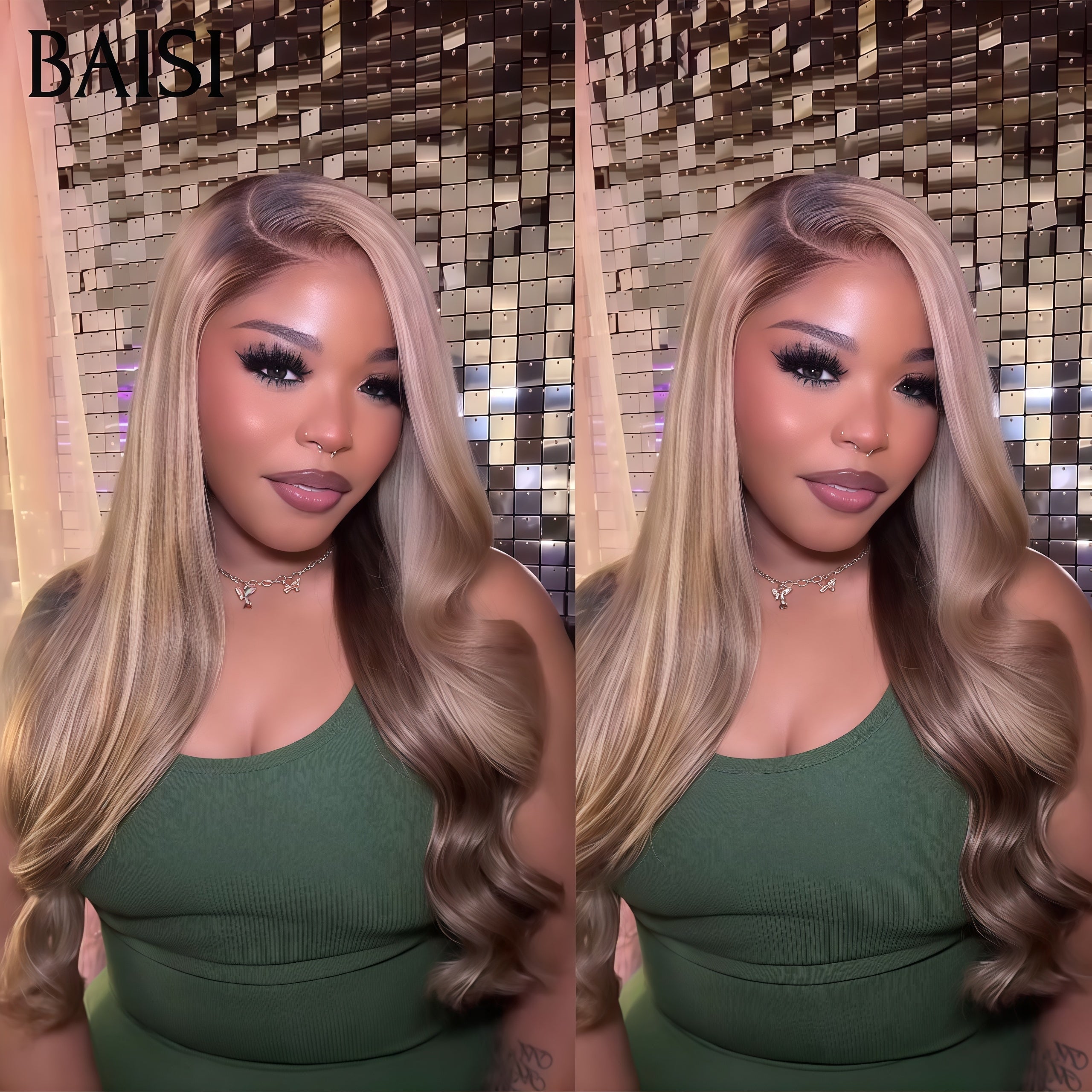 BAISI Peruca Personalizada de Alta Qualidade Cor Loira #613 Suave Reta