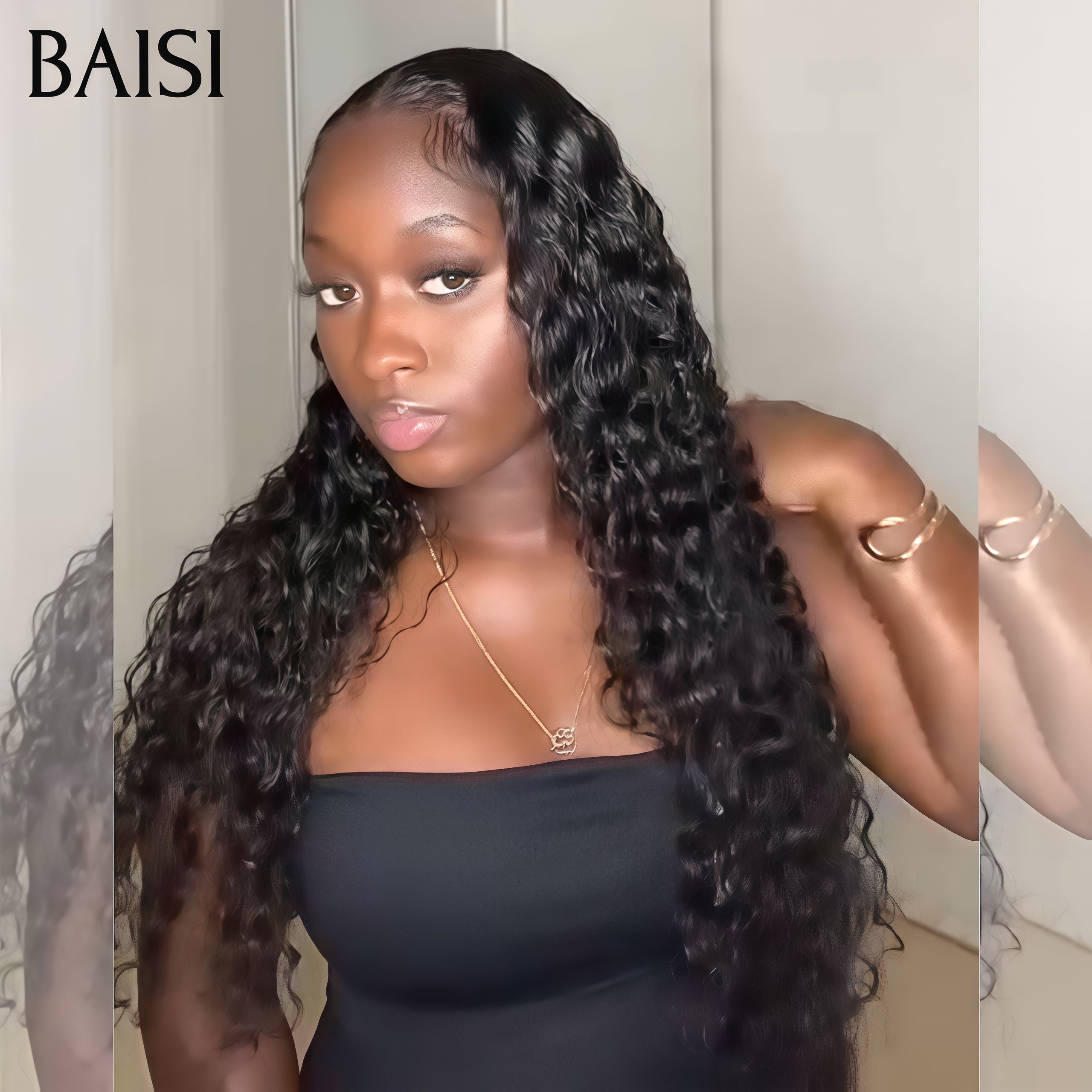 BAISI peluca 13x4 pelucas delanteras de encaje 100% cabello humano recto rizado 250% densidad