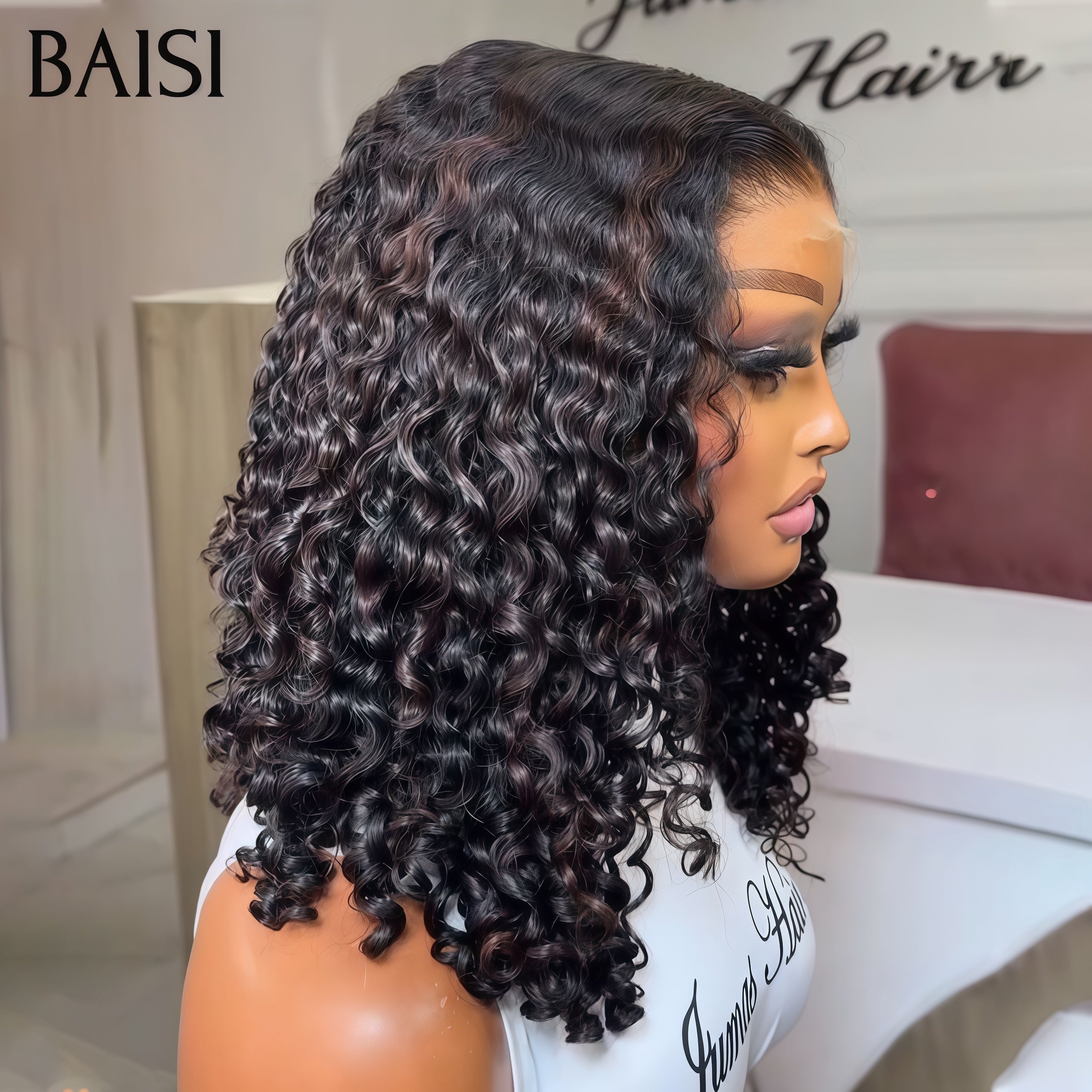 BAISI 13X4 lace frontal curly wave 12 pouces 68€ ou vente flash 3 perruques 319€ en 100% vrais cheveux humains