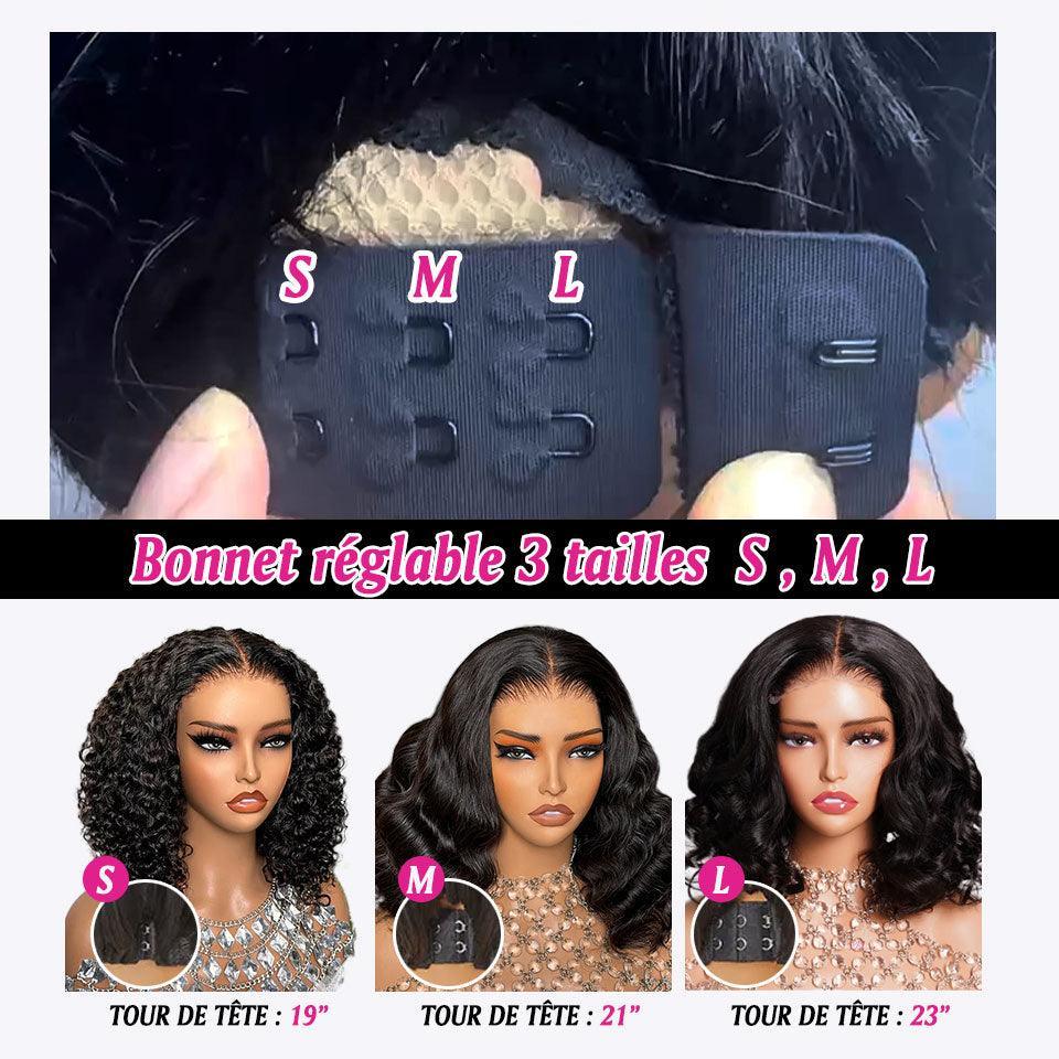 BAISI 13x4 gerade Bob-Perücke in Schwarz, leimloser Spitzenfrontschnitt, einfach zu tragen, 100 % Echthaar B