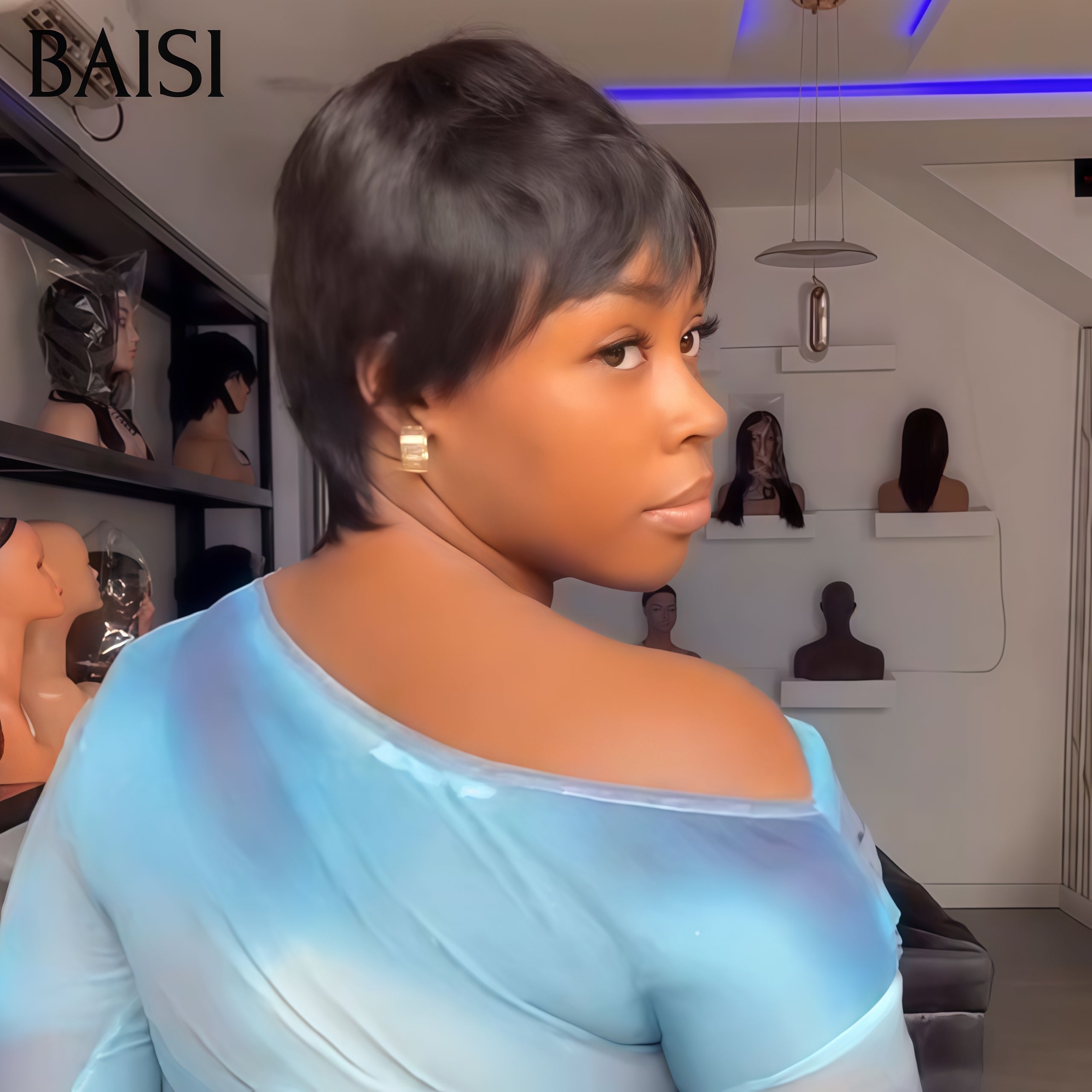 BAISI Achetez 2 perruques minimum au prix d'usine fournisseur Petit Perruque Lisse ou water wave sans Colle en 100% Vrais Cheveux Humains (Pas Besoins De Code)