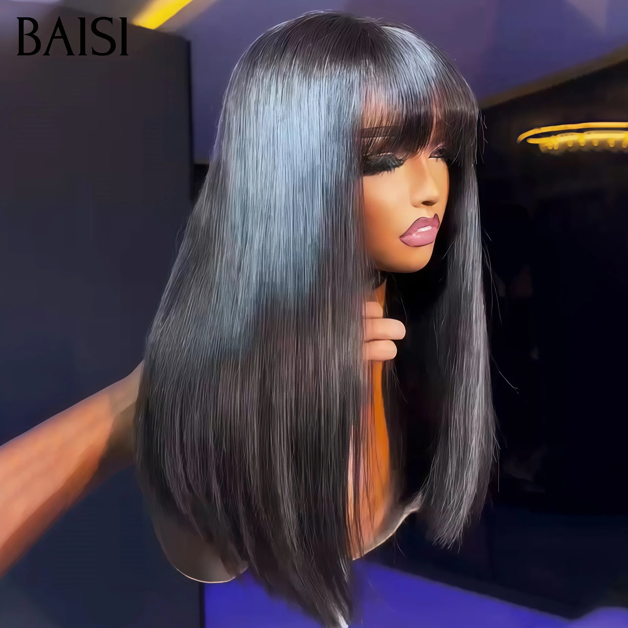 BAISI #613 T-Teil Lace Frontal Wig Blonde Lockige Körperwelle mit transparenter Spitze 13x1x6