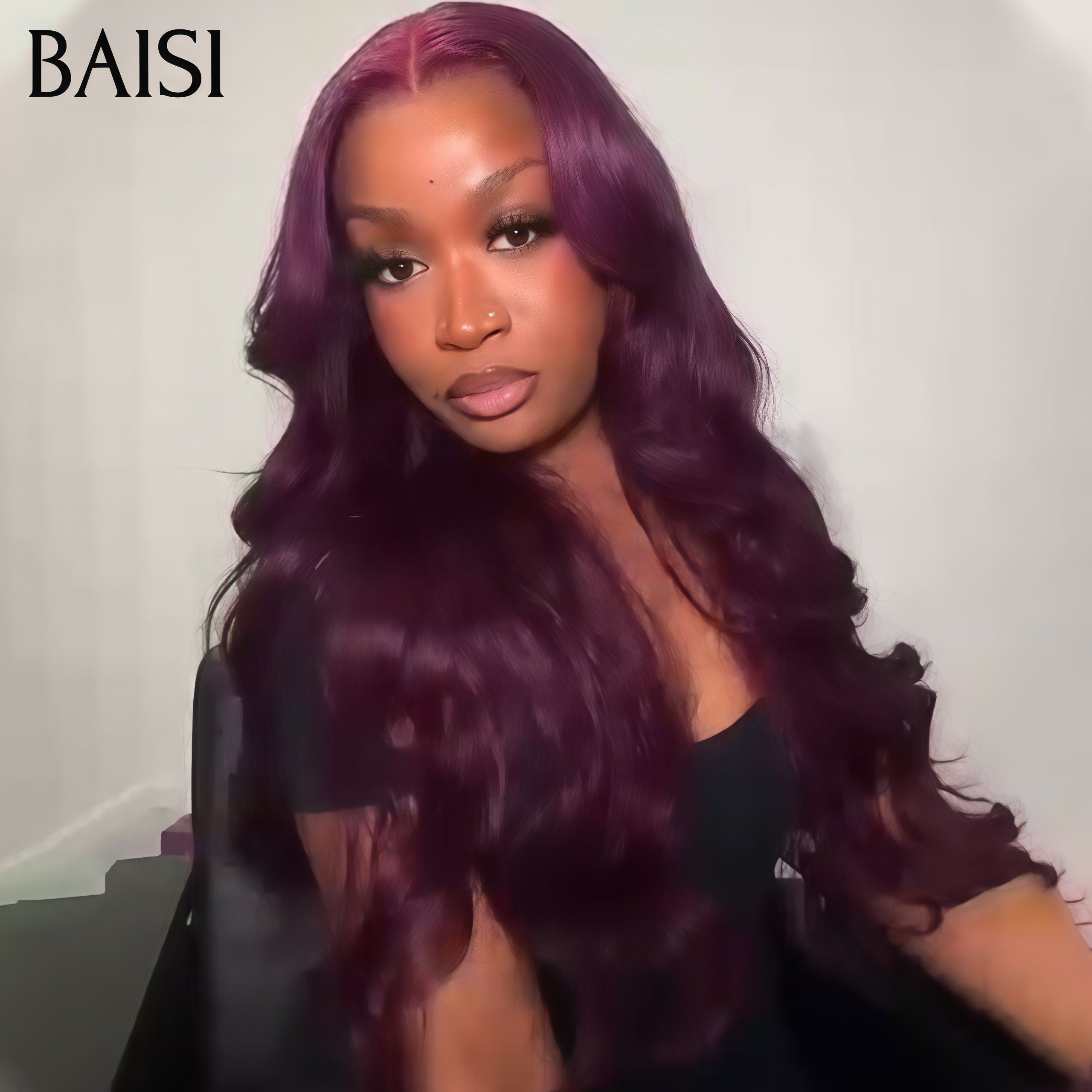 Peluca BAISI 13X4 de encaje Body Wave rojo burdeos