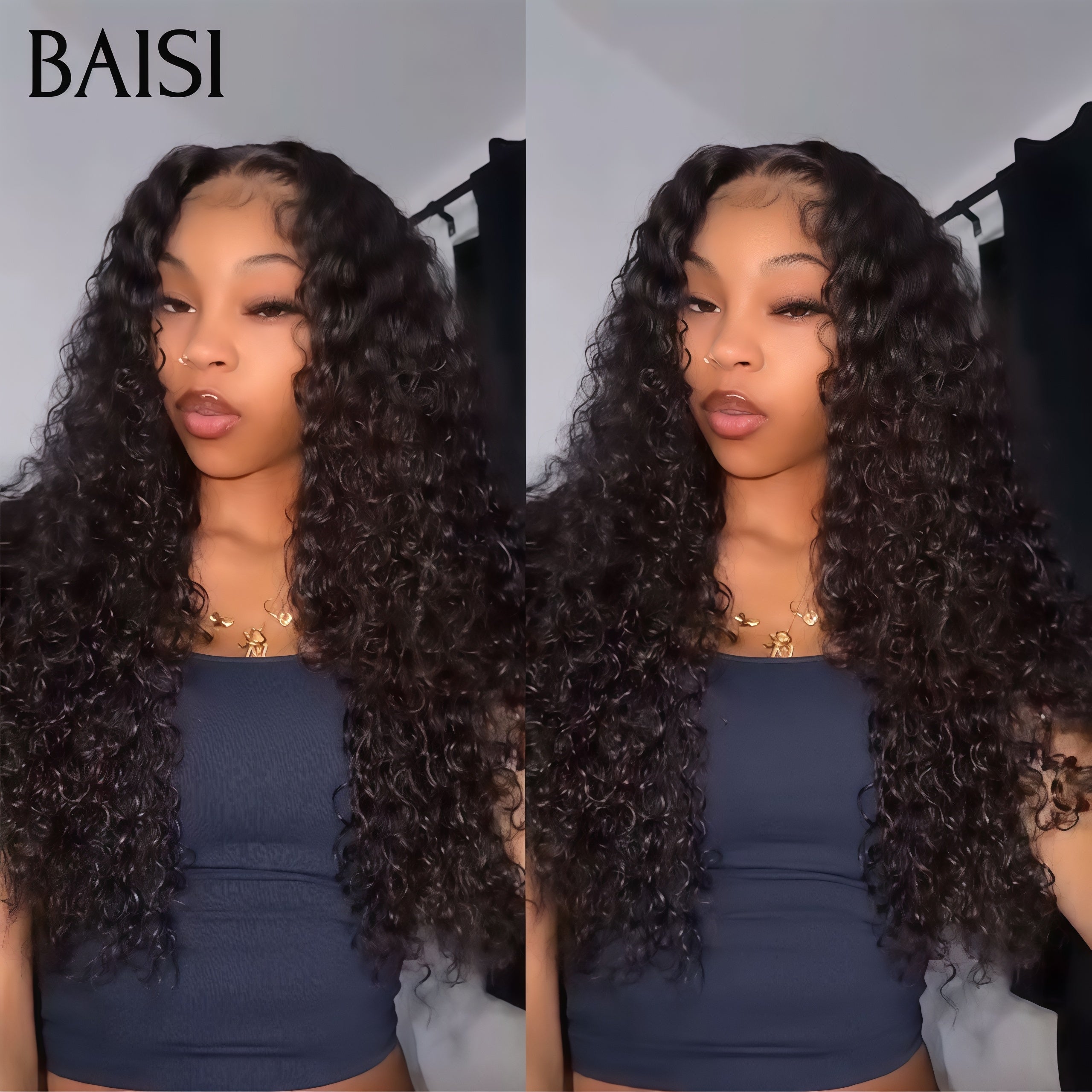 BAISI 13X4 lace frontal perruque Curly wave 26 pouces 159€ naturel 100% vrais cheveux humains