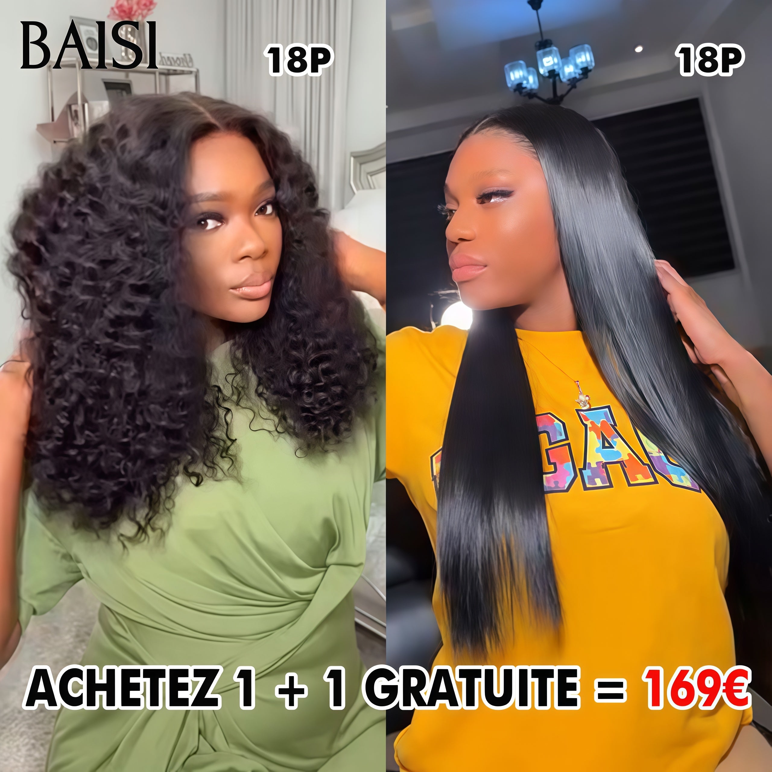 BAISI 3 Parrucche con chiusura di lusso €470 CODICE: VIP100 Realizzate con doppia stiratura in capelli umani veri al 100% VIP100