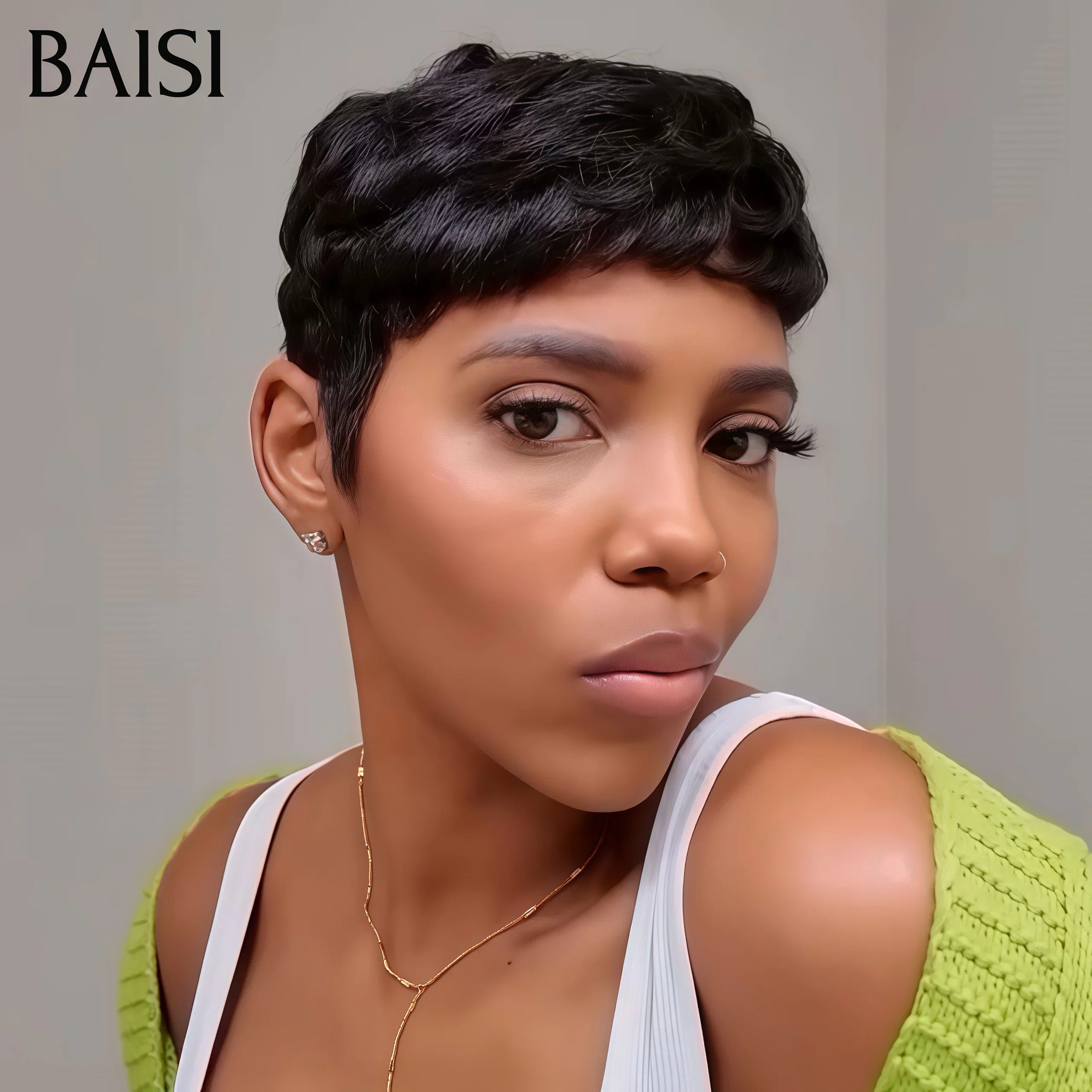 BAISI 10 Inch Wig €69 Curly Water Wave Machine Made in 100% Human Hair