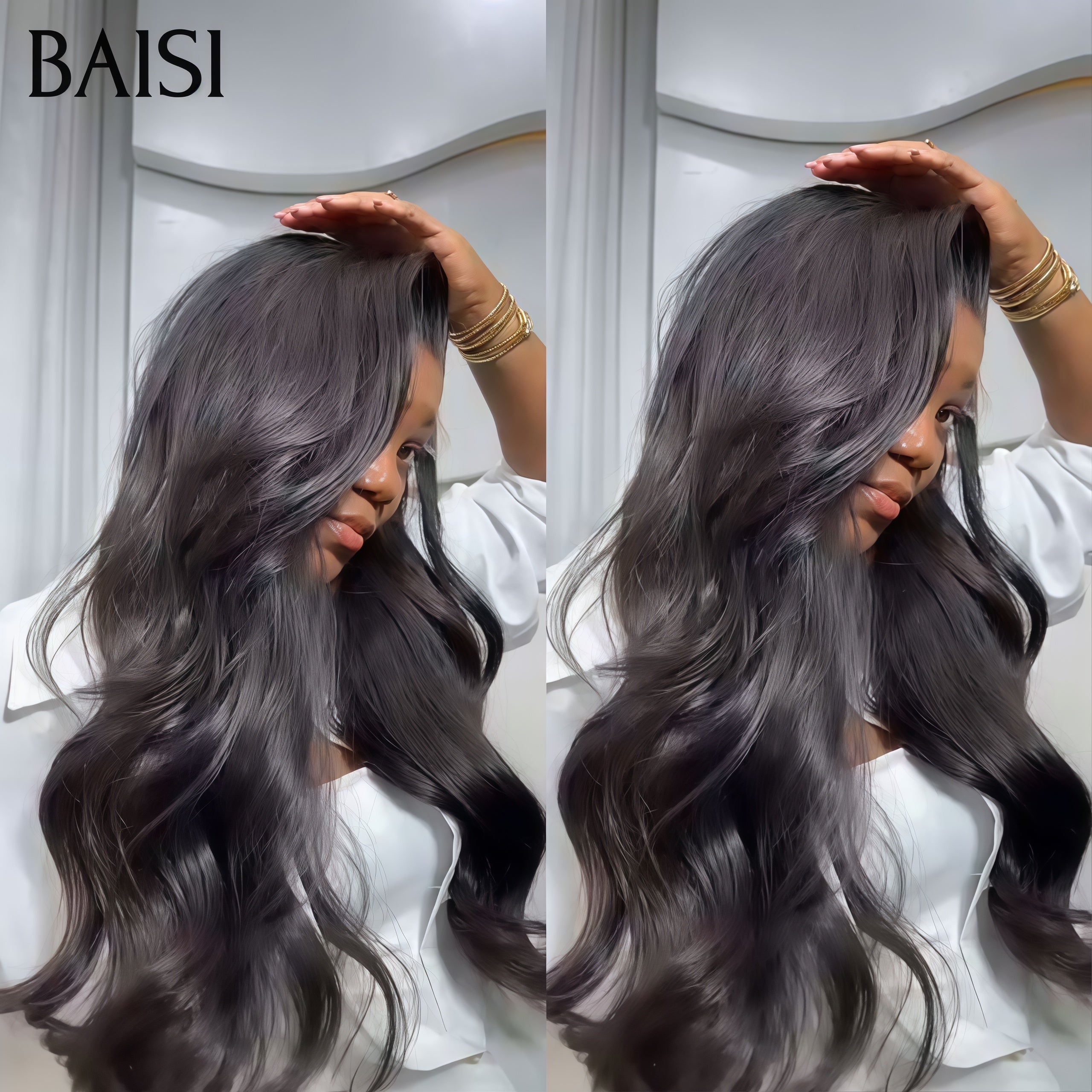 BAISI BLACK FRIDAY Bas Prix 100€ 13x4 Lace Frontal Perruque Body wave NOIR En 100% Cheveux Humains