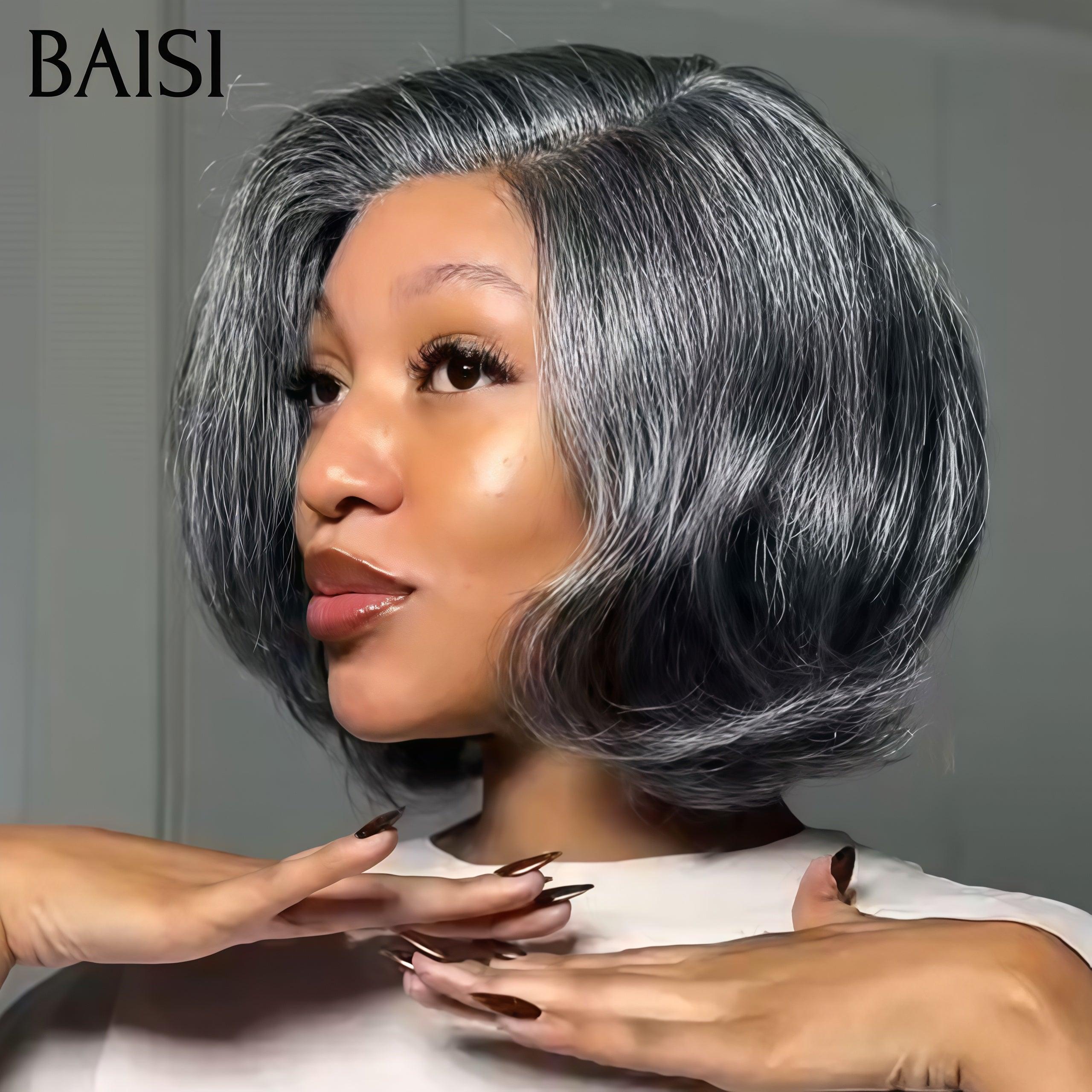BAISI 13X4 Straight Bob Wig In Brown #4 Pre-Plucked No Glue Needed in 100% Raw Hair Lace Already Cut