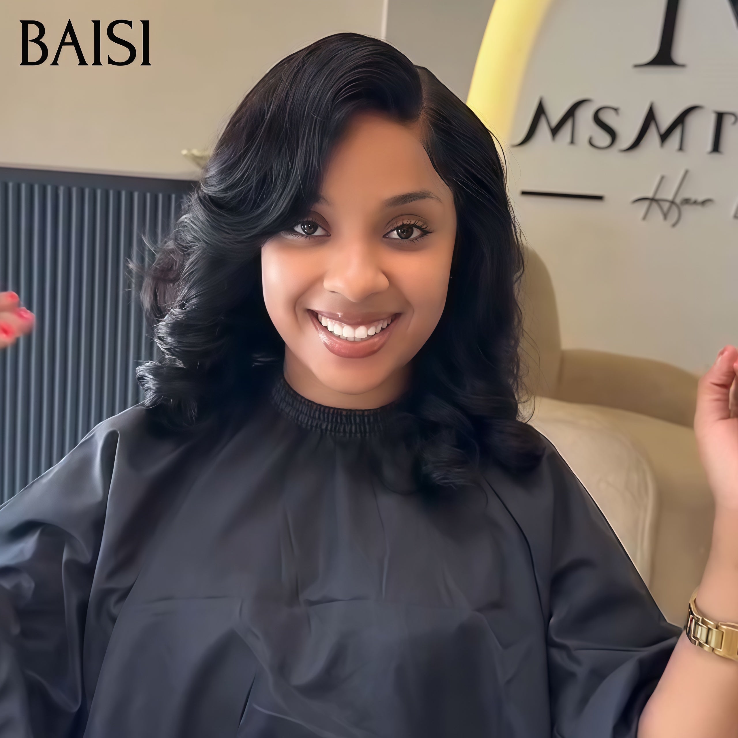 BAISI 13X4 lace Perruque Naturelle wave 12 Pouces NOIR en 100% Cheveux Humains