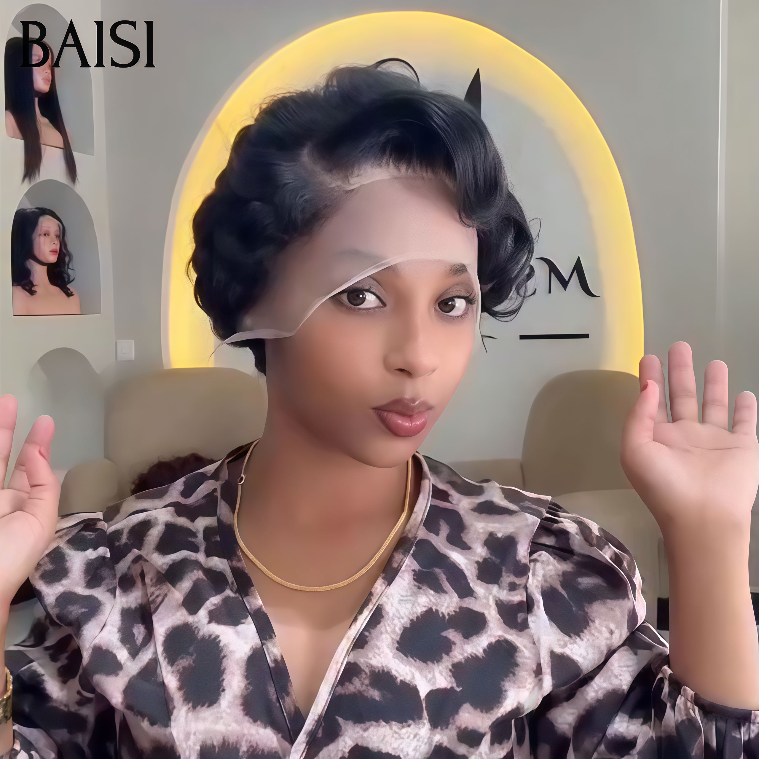 BAISI 13X4 lace frontal Perruque Pixie En Couleur noir 56€ ou Noir mix Marron 1BMix4#27# 76€ en 100% Cheveux Humains