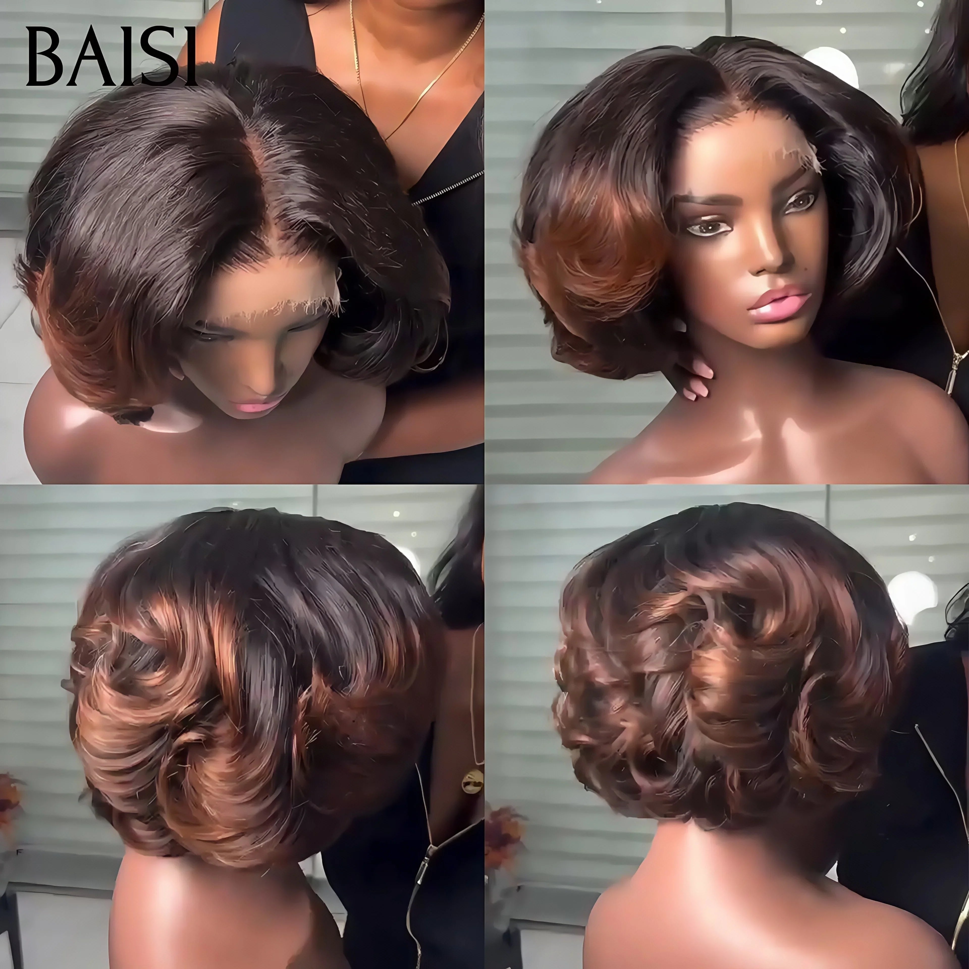 BAISI 13X4 lace Curly Egg Wave Wig Custom Colors 18 Inches 300% Density €198 in 100% Human Hair