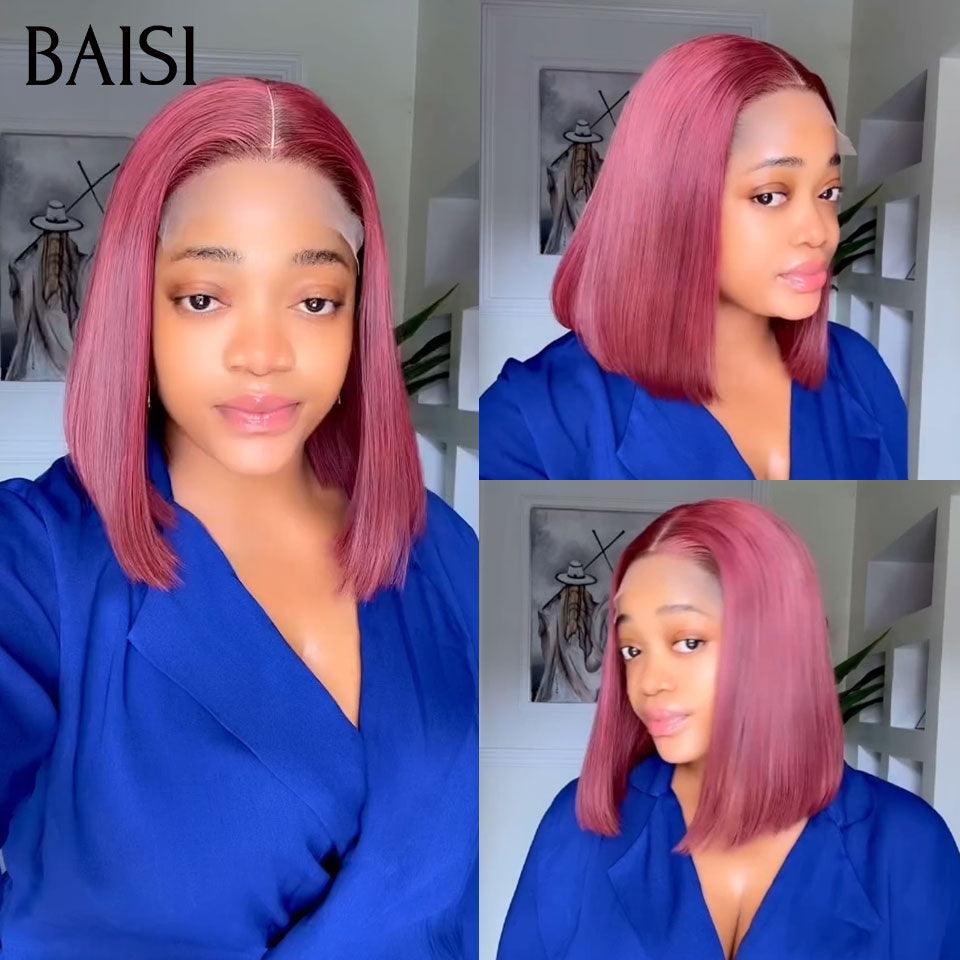 BAISI Promo Cadeaux Perruqueb 4X4 lace lisse bob en Couleur 99J# 10 Pouces 69€ en 100% Cheveux HumainsVIP100