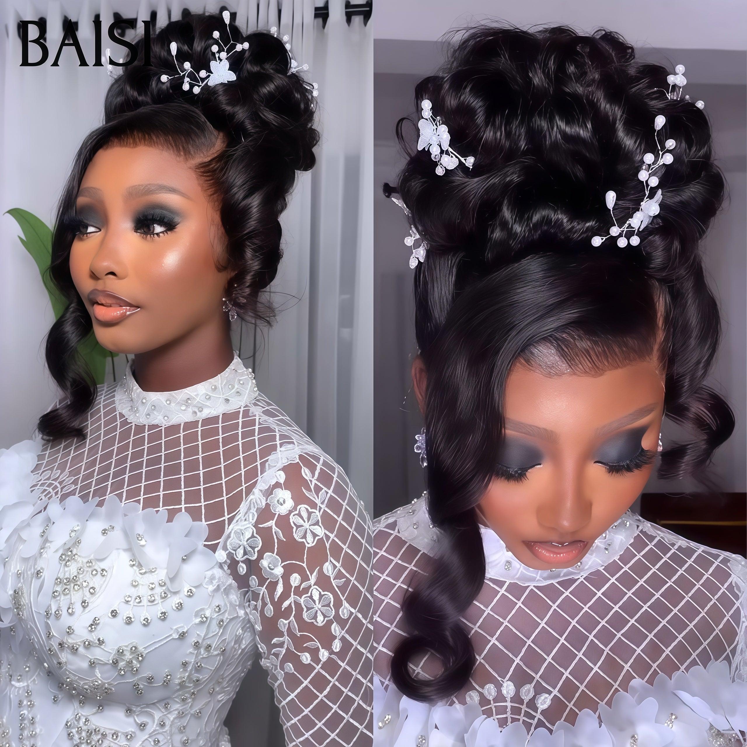 BAISI Coiffure de luxe Lyuba Perruques Mariage noir Prête à porter chignon et personalisation comme sur la vidéo 100% identique avec lace frontale événement spécial VIP100
