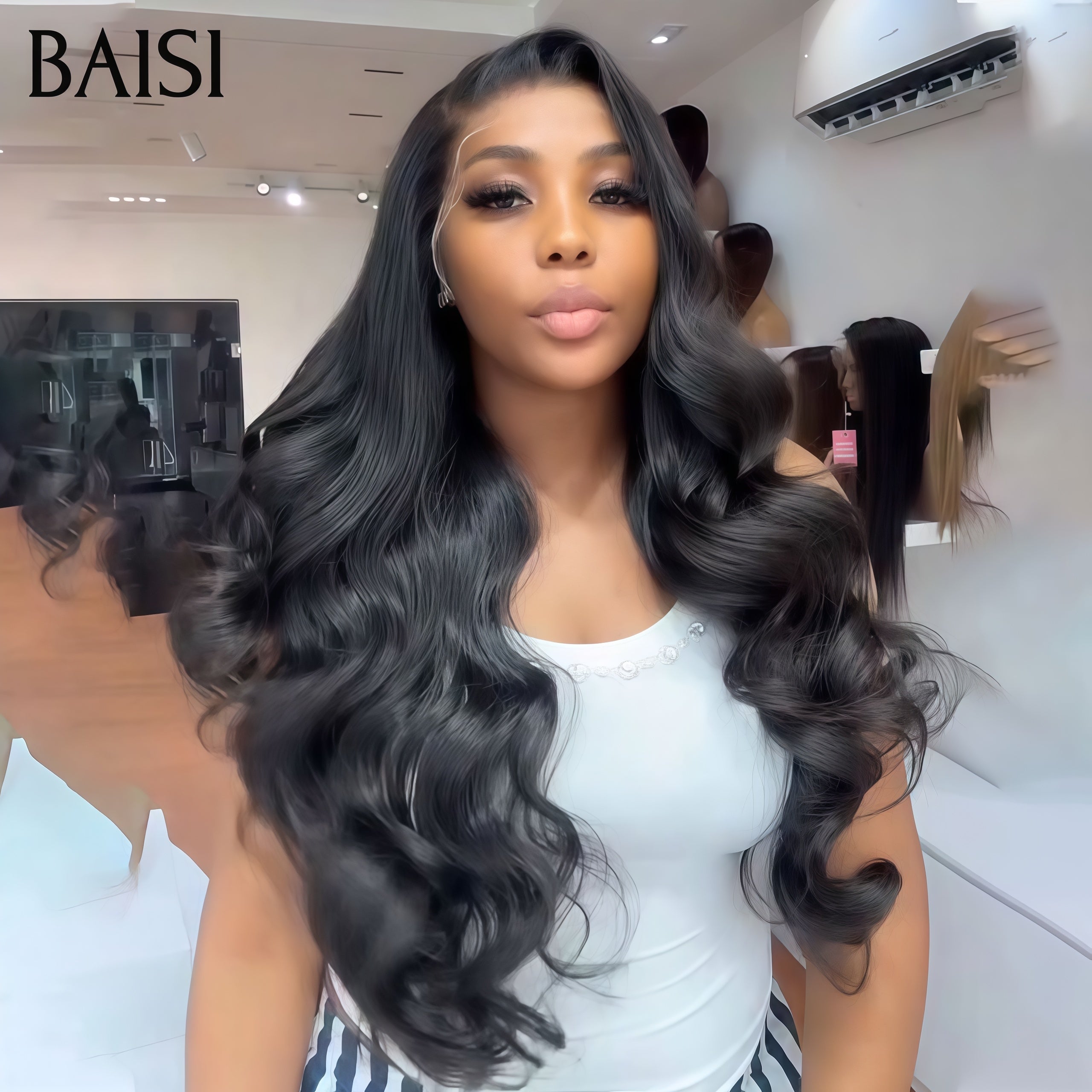 BAISI Achetez 2 perruques minimum au prix d'usine fournisseur 13x4 Lace Frontal Perruque Body Wave Sans Colle Lace déjà couper Facile à Porter en 100% Raw Hair
