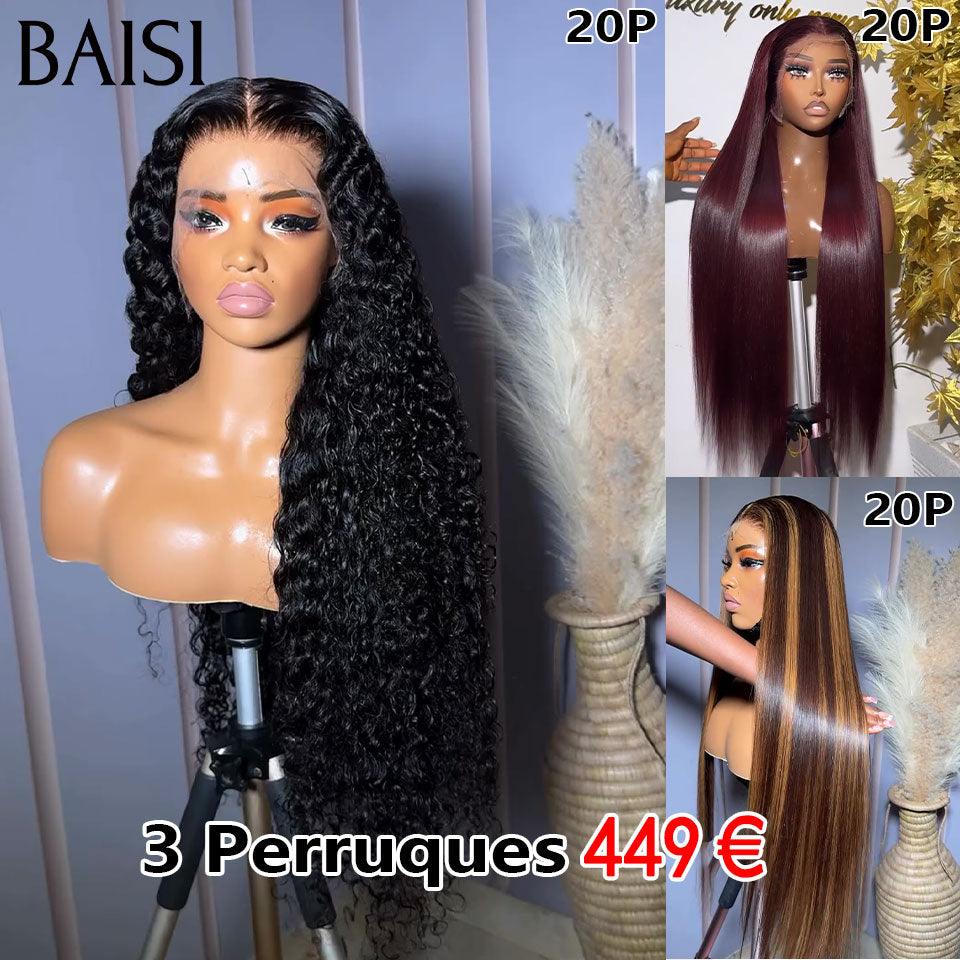 BAISI vente flash 6 perruques bob 320 euro ou 3 perrques 449 euro 2X6 Lisse de luxe 20 pouces et 13X6 curly wave 300% densité en 100% vrais cheveux humains