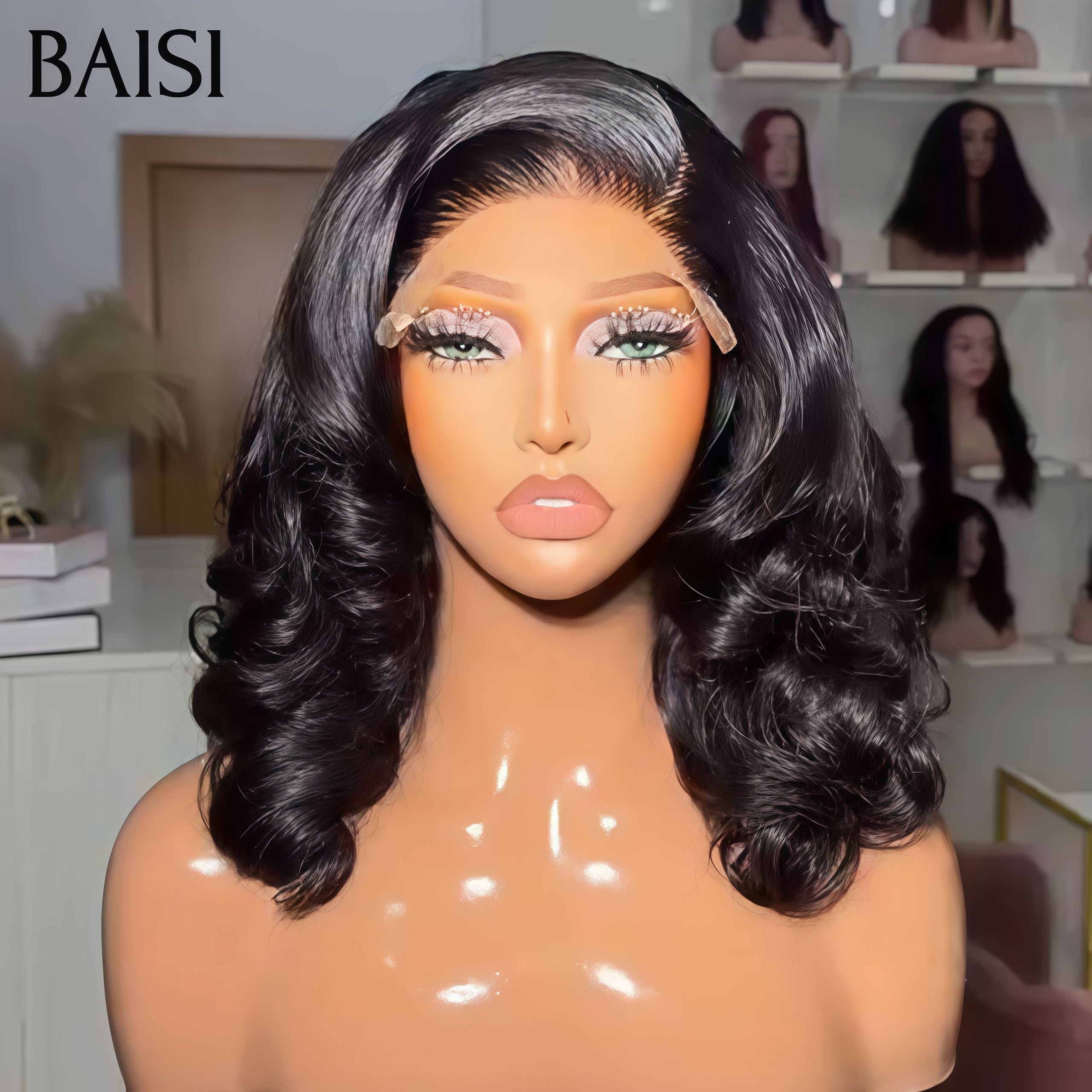 BAISI 13X4 lace frontal perruque NOIR ou Mixte 4#Mix27# BOUCLÉE CURLY wave 16 Pouces 100% Cheveux Vierges