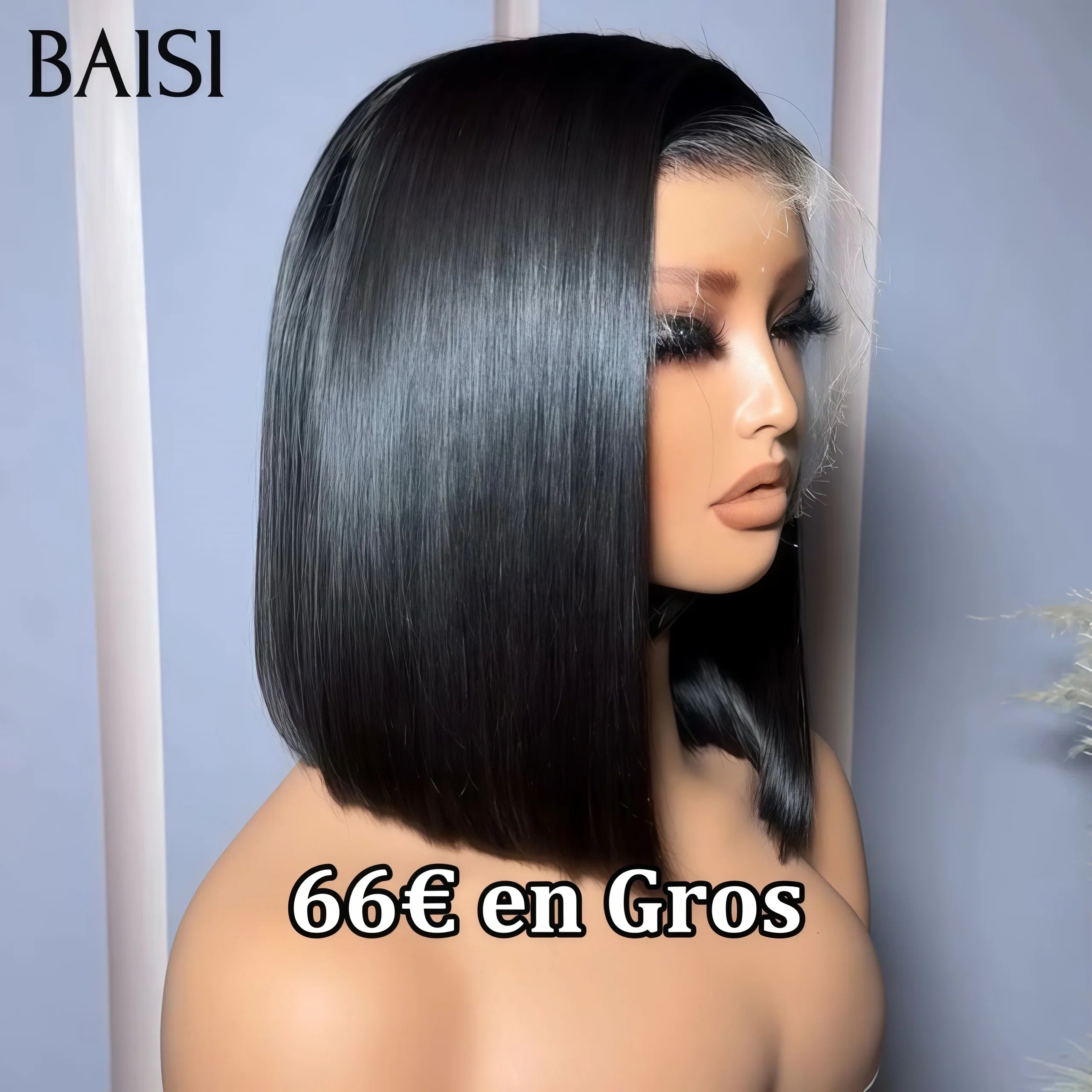 BAISI Achetez 2 perruques minimum au prix d'usine fournisseur en France TVA 0€ 48H arrivé Perruques 13X4 Lisse Bob 66 € 10 Pouces en 100% vrais cheveux humains