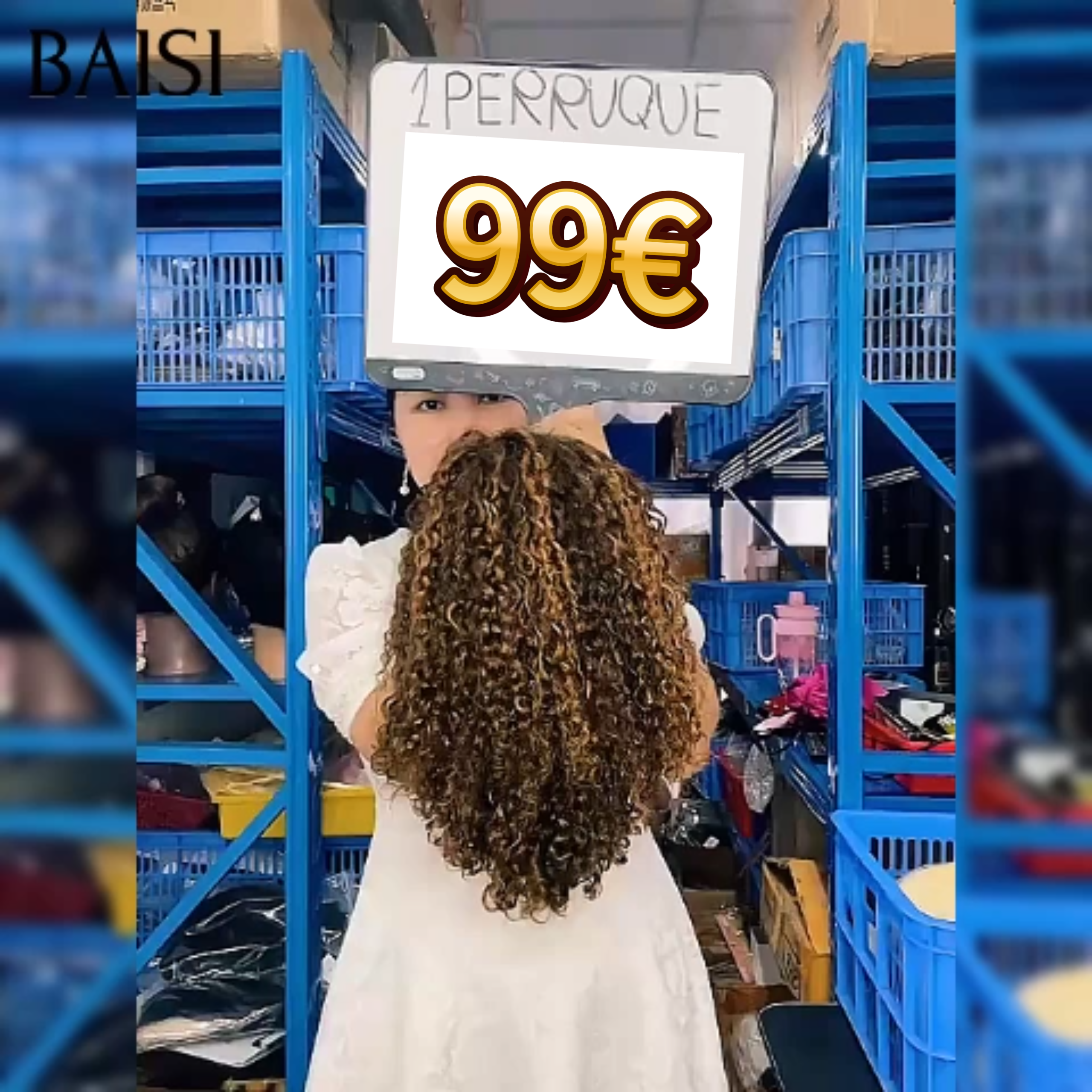 BAISI 13x4 lace frontal Perruque Bob Curly wave pour revendre marron mixte miel 14 Pouces en 100% Cheveux Humains