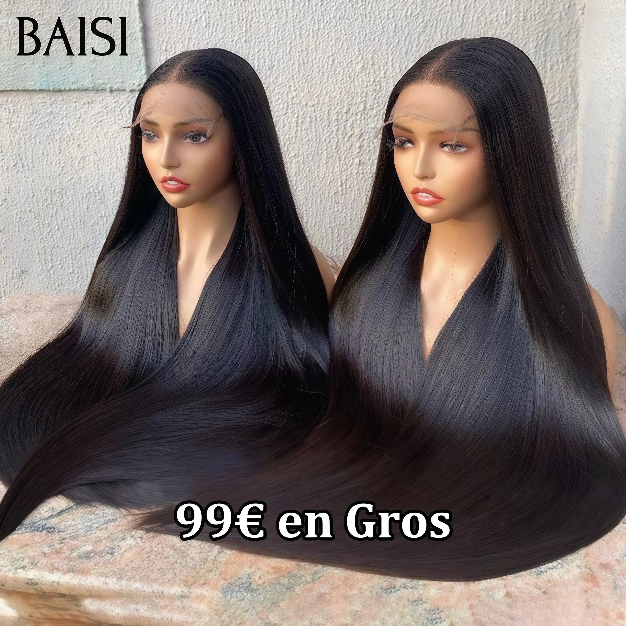 BAISI Achetez 2 perruques minimum au prix d'usine fournisseur 4x4 Closure Perruque Lisse En 100% Cheveux Humains En Cheveux Indians Brésiliens De Bonne Qualité (Pas besoins de code)