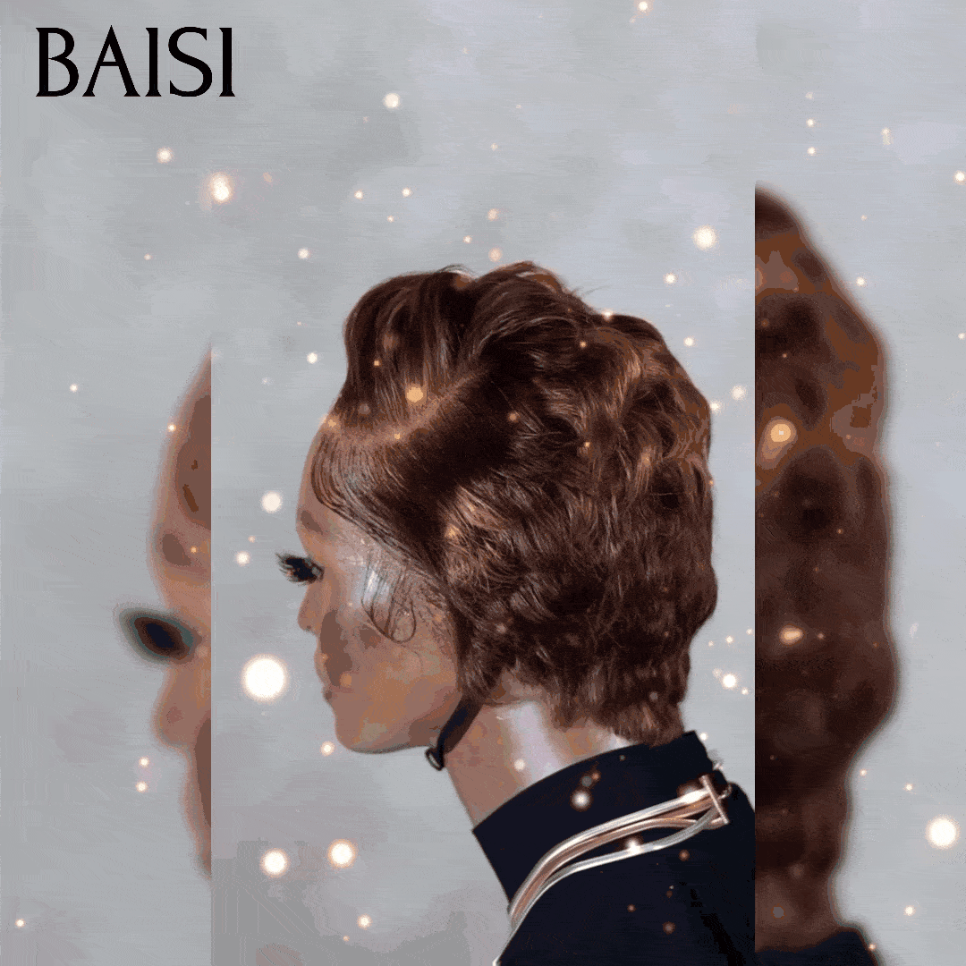 BAISI Oferta Flash 69€ Peruca Frontal Pixie Penteado Moderno na cor personalizada como na foto #996