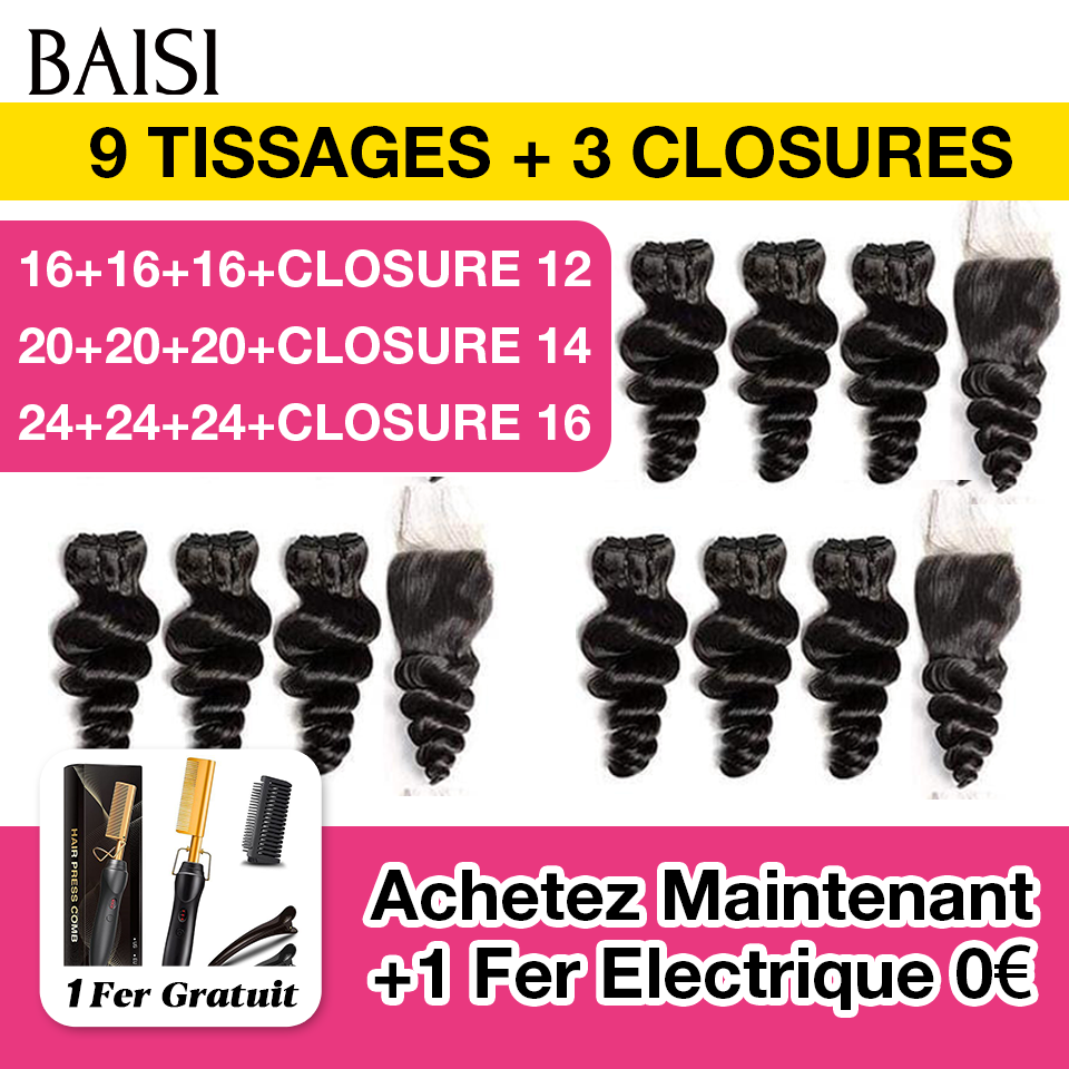 BAISI NEUF TISSAGES PLUS TROIS CLOSURES FOUNISSEUR DE TISSAGES POUR REVENDRE