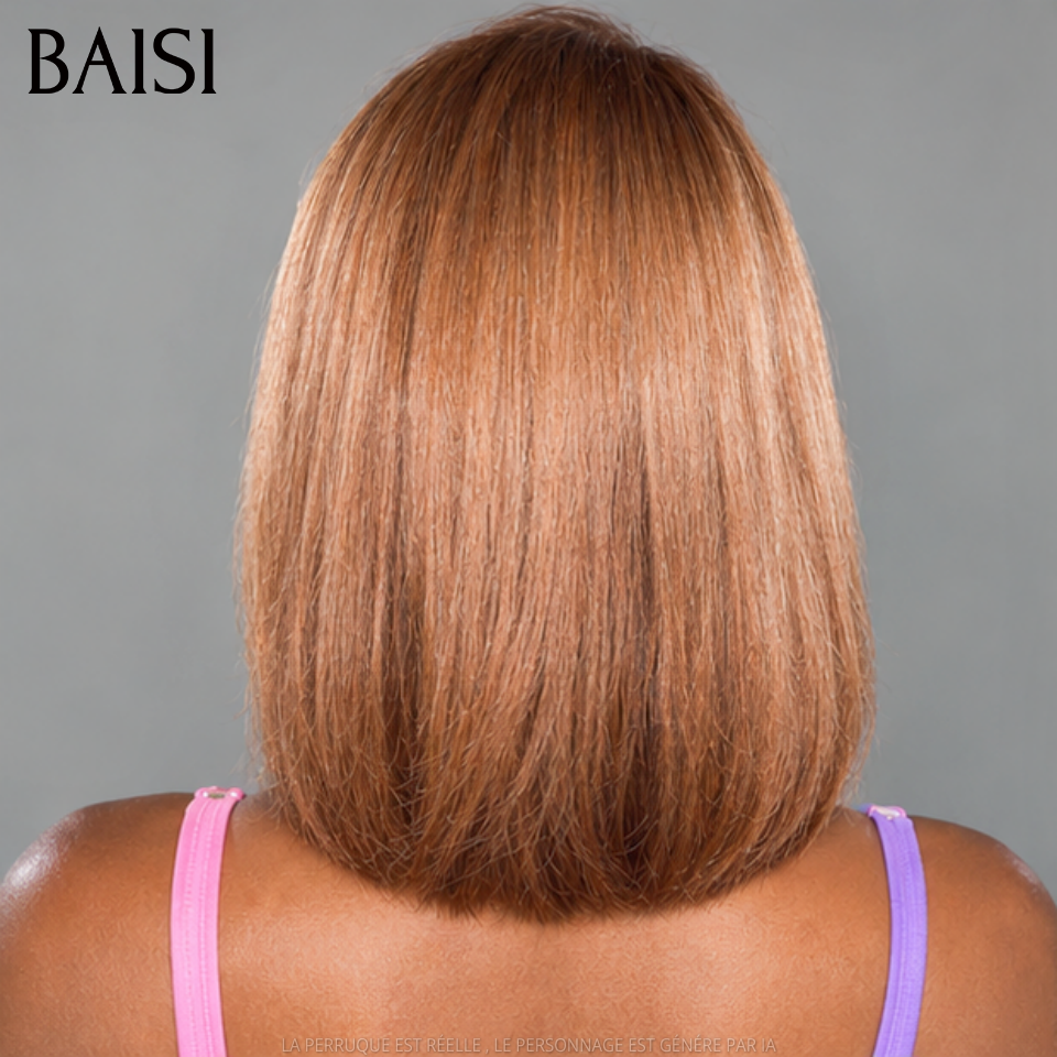 BAISI 13X4 Perruque 10P Bob Lisse 1BT33# Pré-plucked Pas Besoin de Colle en 100% Raw Hair Lace déjà couper